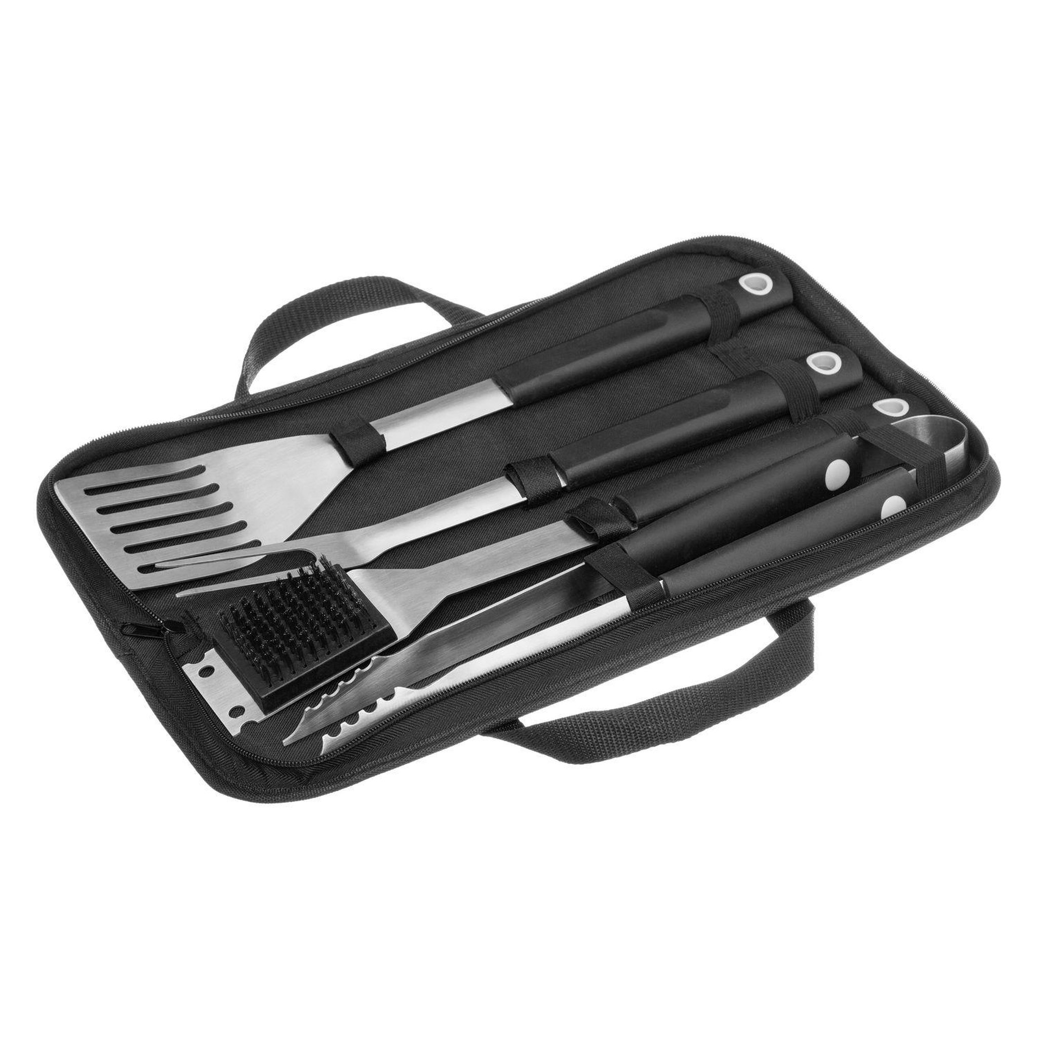 NEKA Kit 4 ustensiles de barbecue avec rangement - noir