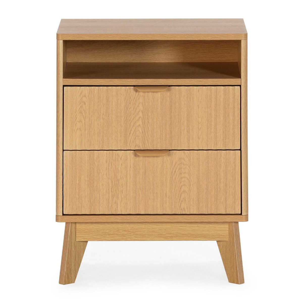 VS VENTA-STOCK Table chevet Oporto 2 tiroirs 1 étagère effet Chêne