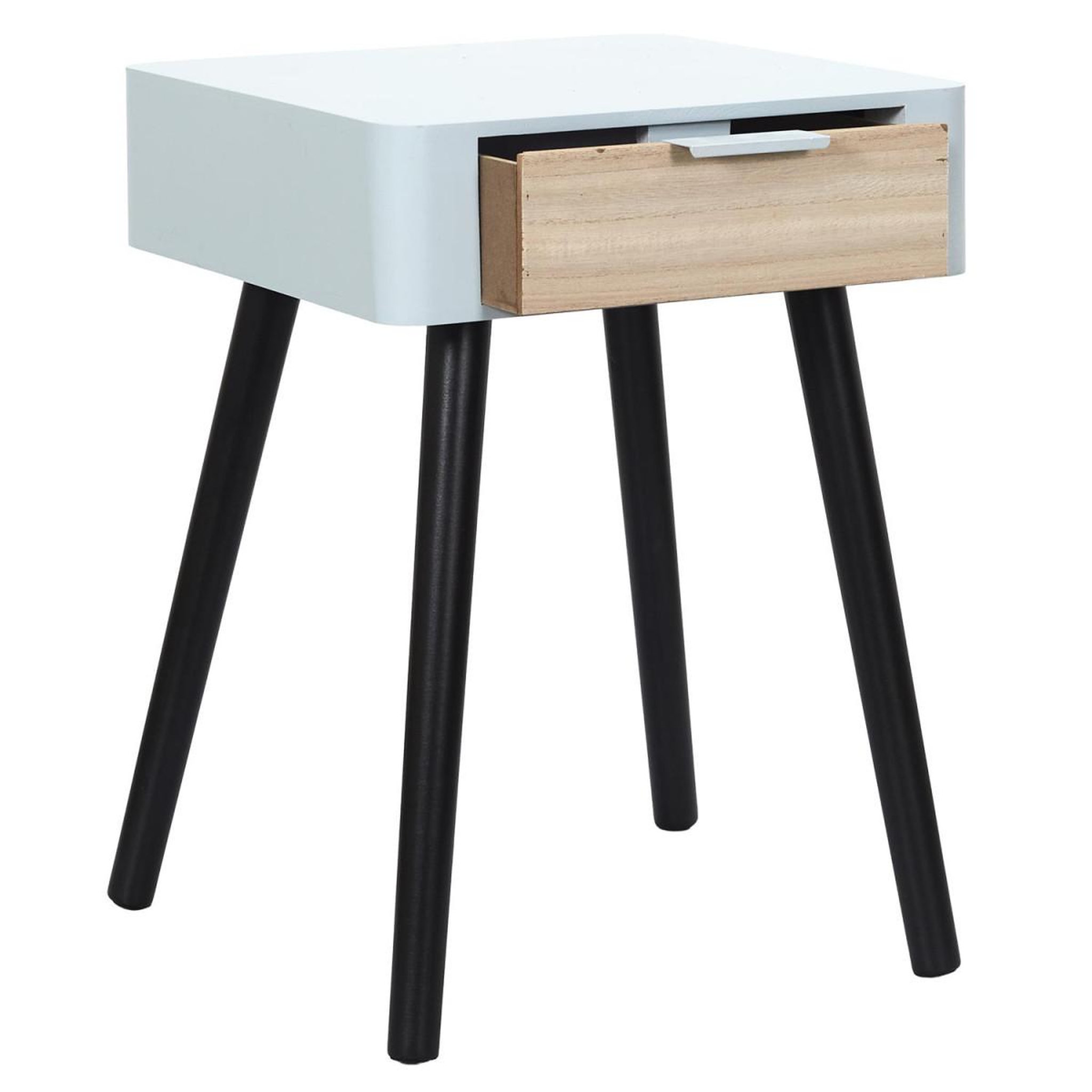 Voir la diapositive 2 : The Home Deco Factory Table de chevet 1 tiroir  bois  48cm gris