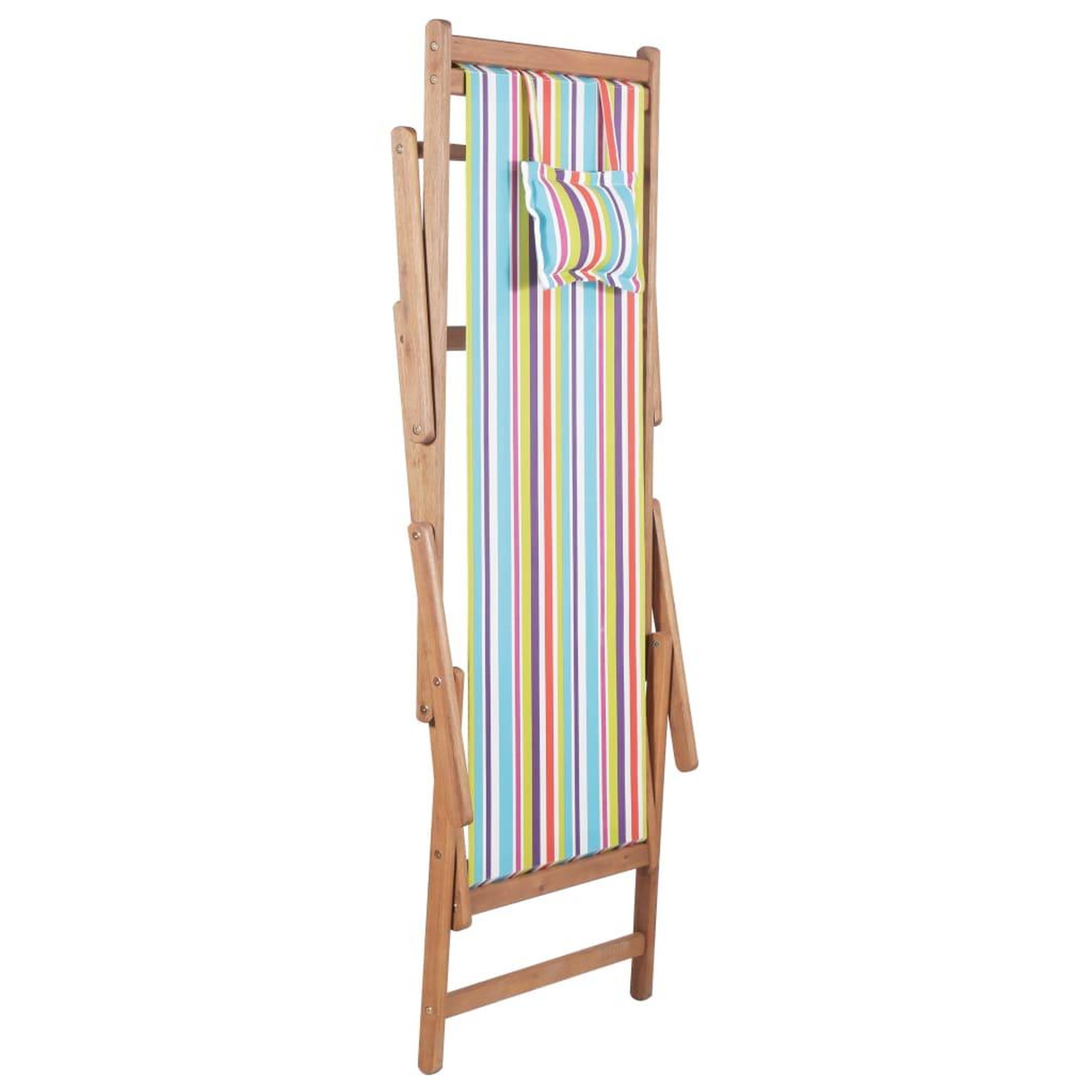 Voir la diapositive 4 : VIDAXL Chaise pliable de plage Tissu et cadre en bois Multicolore