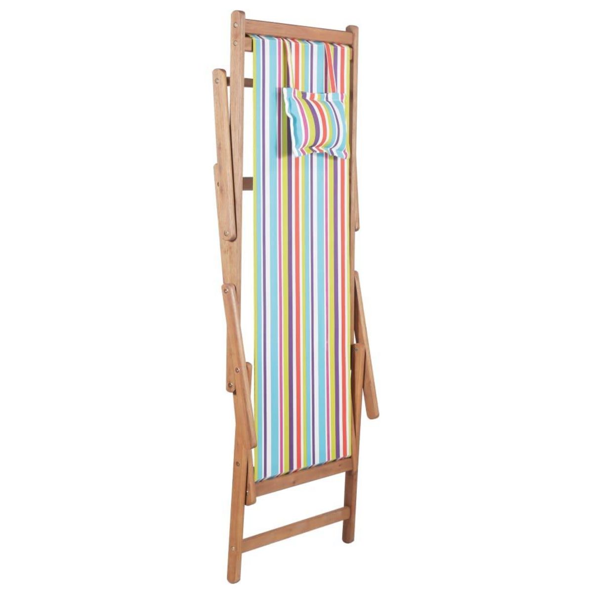VIDAXL Chaise pliable de plage Tissu et cadre en bois Multicolore
