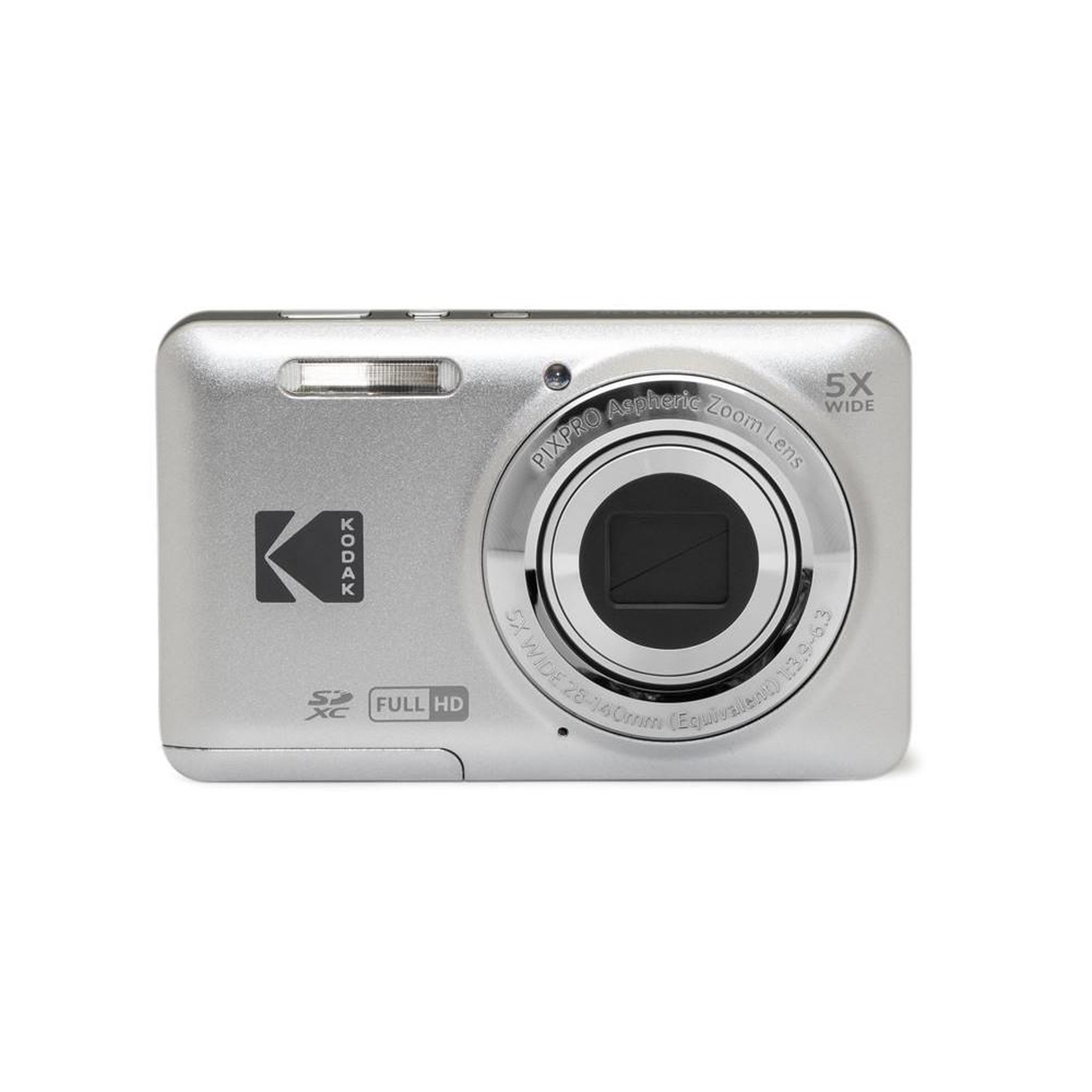 Kodak Appareil photo compact numérique argent pixpro fz55 16 mp, zoom optique 5x, objectif grand angle 28 mm, écran lcd 2,7  et vidéo full hd 1080p