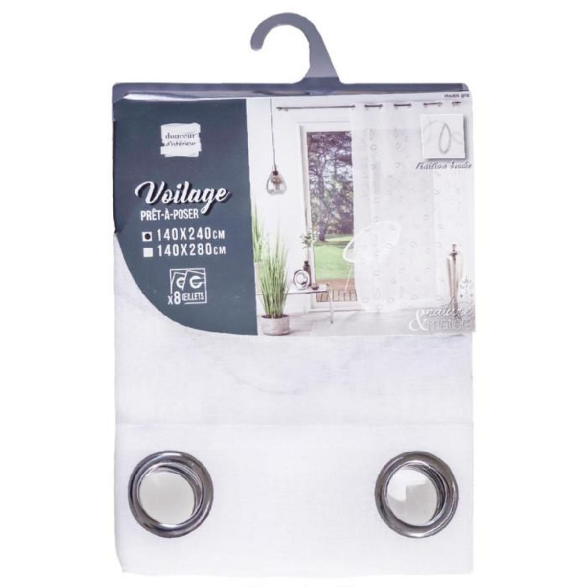 Paris Prix Rideau Voilage à Œillets  Hoops  140x240cm Gris