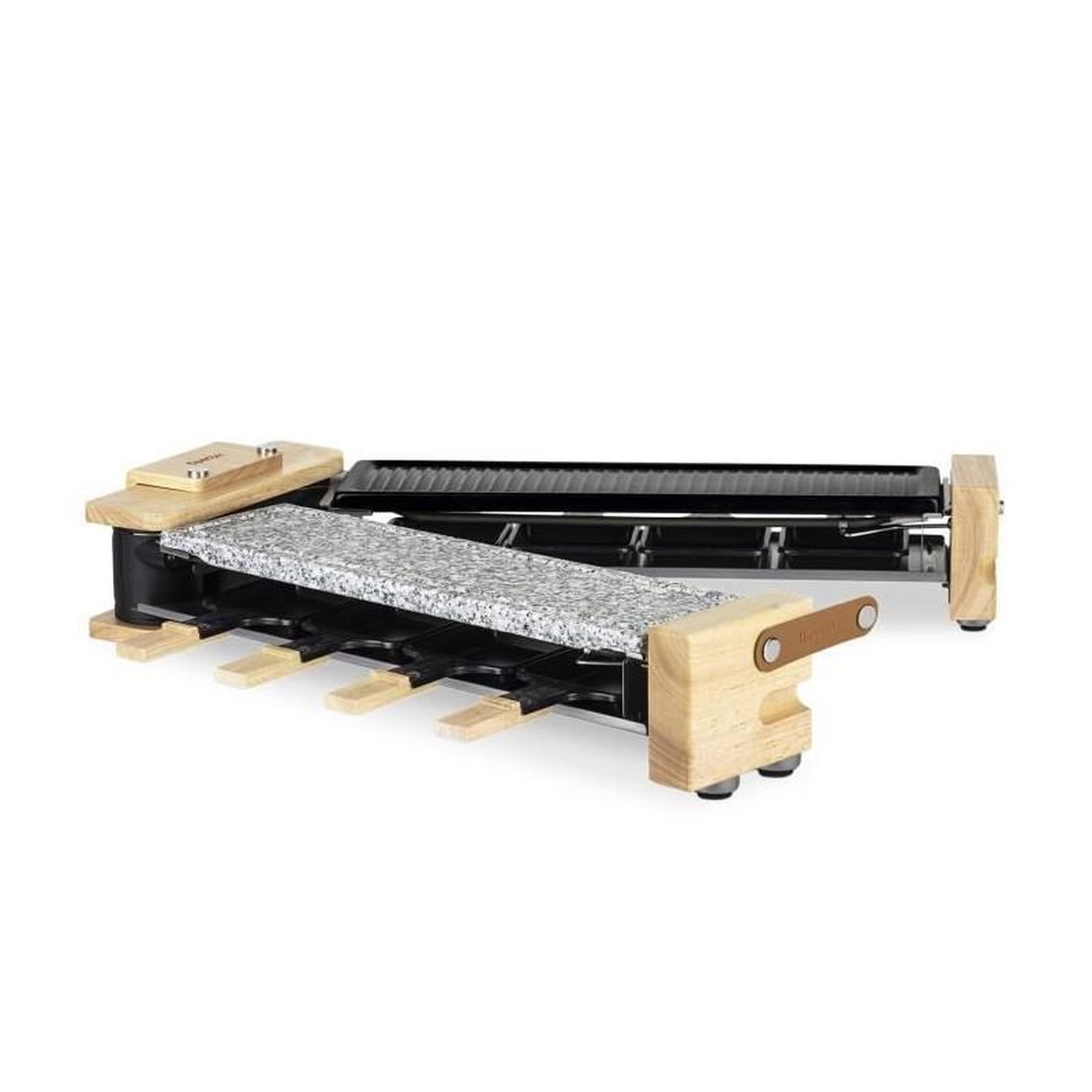 Voir la diapositive 2 : HKOENIG Appareil a raclette 3 en 1 WOD360 HKoeNIG : raclette + pierre a cuire + grille -8 personnes -Surface de cuisson 41,5 x 21,2 cm-1