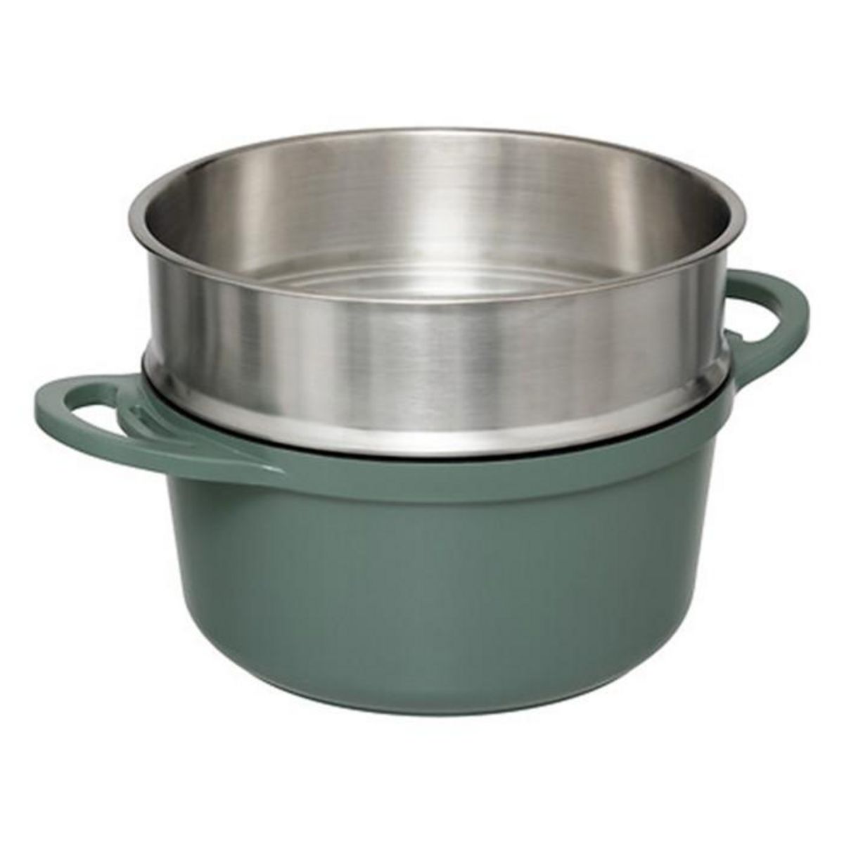FIVE Cocotte Avec Panier Vapeur  Fonte  24cm Vert Olive