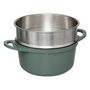 Voir la diapositive 2 : FIVE Cocotte Avec Panier Vapeur  Fonte  24cm Vert Olive
