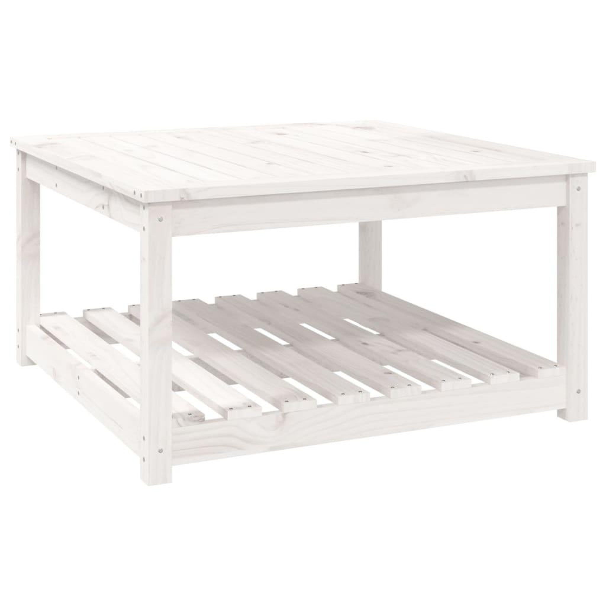 Voir la diapositive 2 : VIDAXL Table de jardin blanc 82,5x82,5x45 cm bois massif de pin