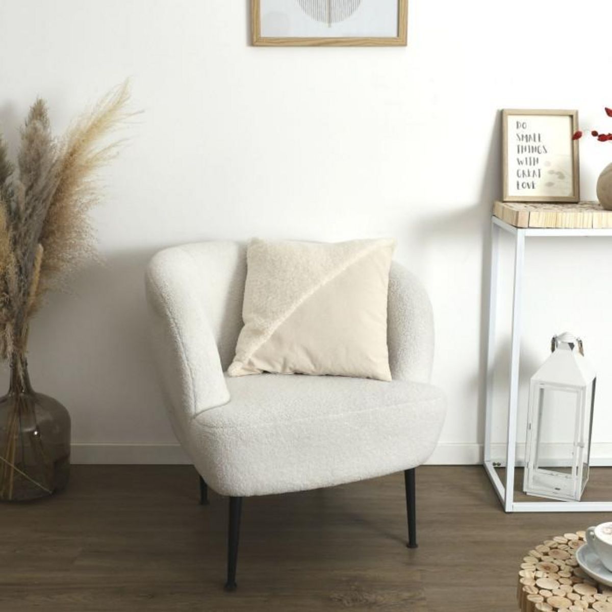 Paris Prix Coussin Déco  Bouclette  40x40cm Beige