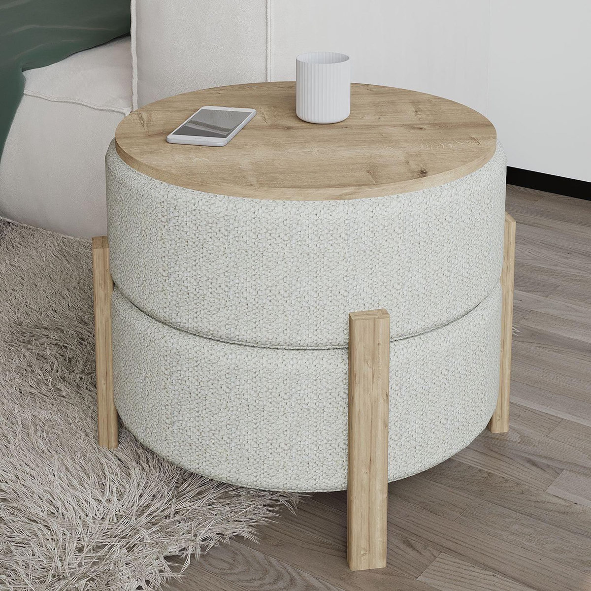 Habitat et Jardin Pouf en bois  Clone  - 47 x 48 x 45 cm - Beige