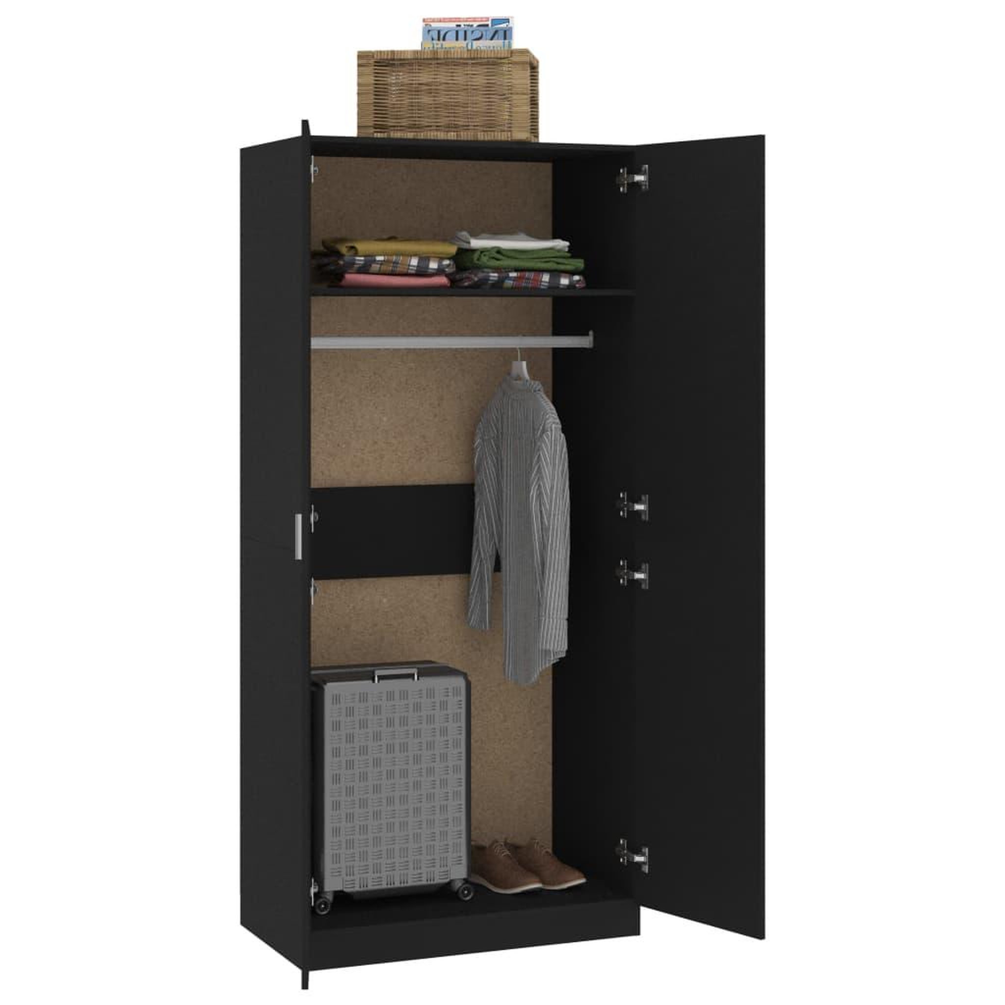 Voir la diapositive 4 : VIDAXL Garde-robe Noir 90x52x200 cm Bois d'ingenierie