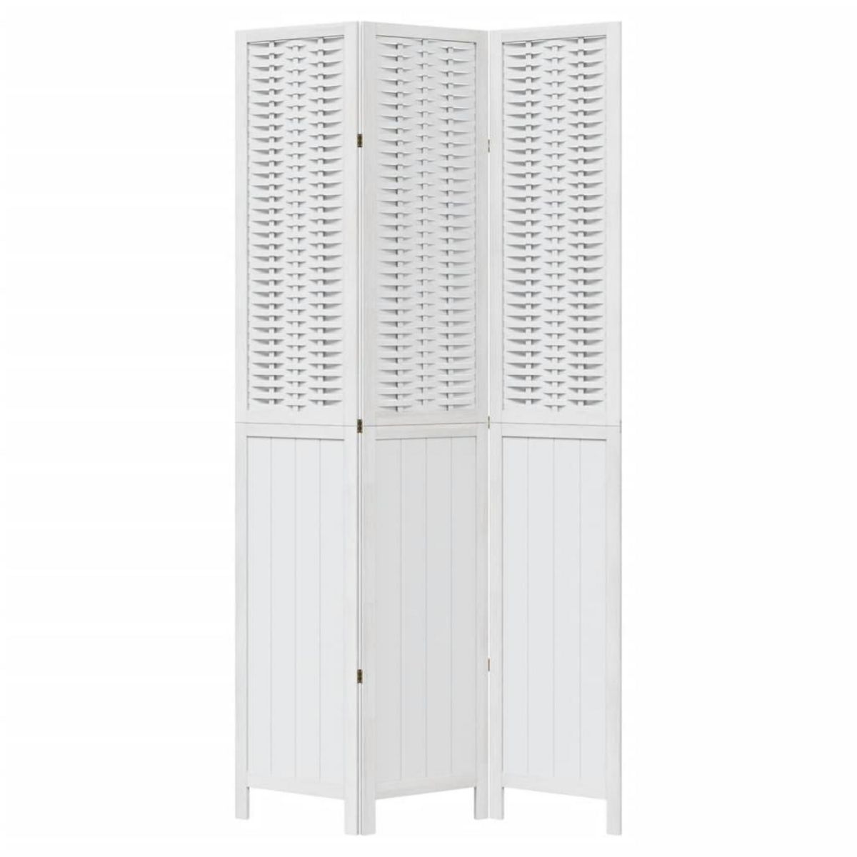 VIDAXL Cloison de separation 3 panneaux blanc bois de paulownia massif