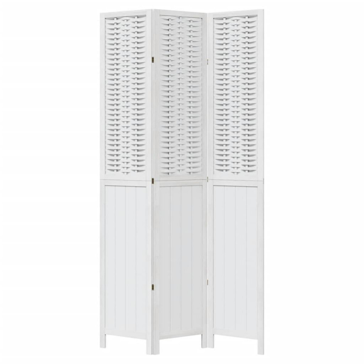 VIDAXL Cloison de separation 3 panneaux blanc bois de paulownia massif