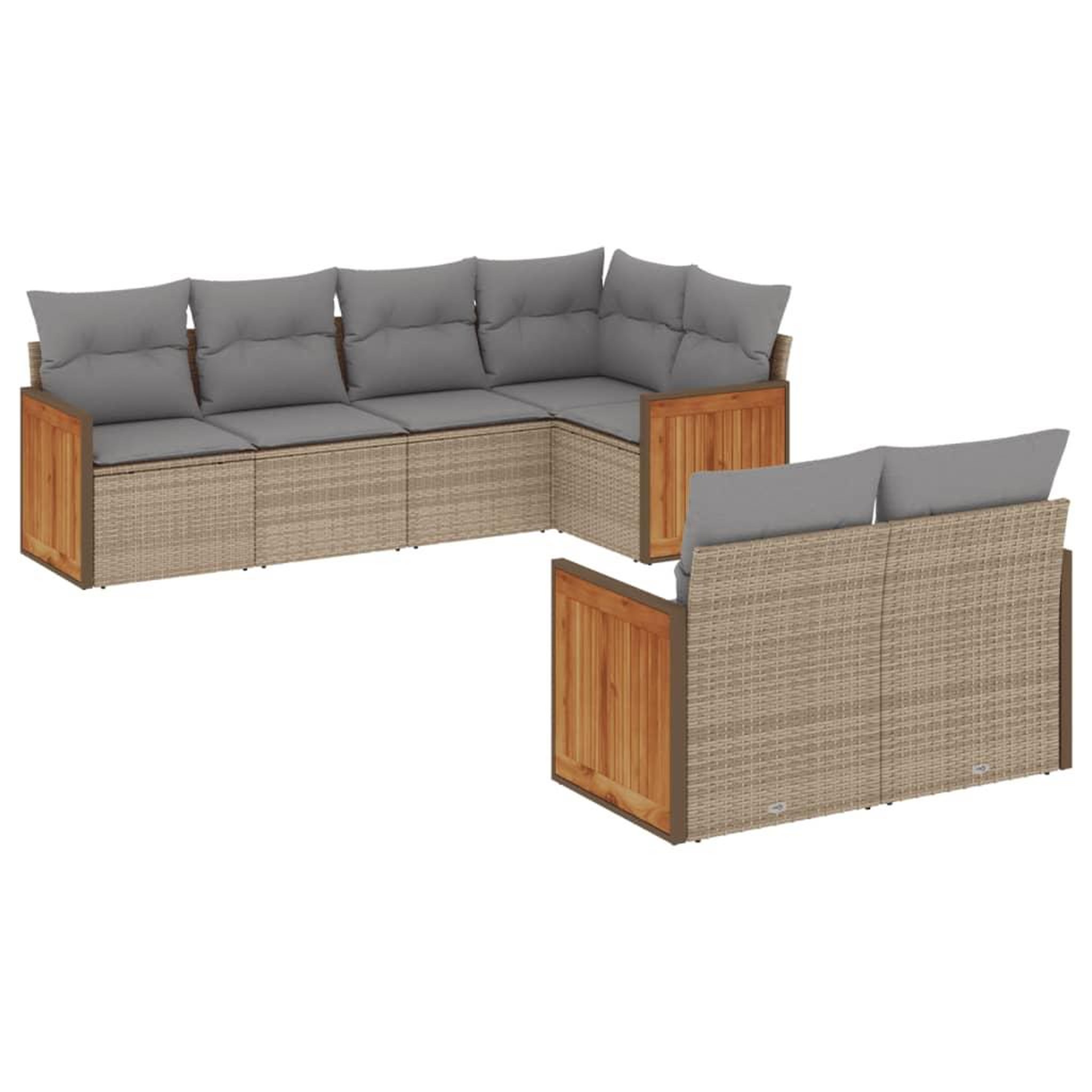 Voir la diapositive 2 : VIDAXL Salon de jardin avec coussins 7 pcs beige resine tressee