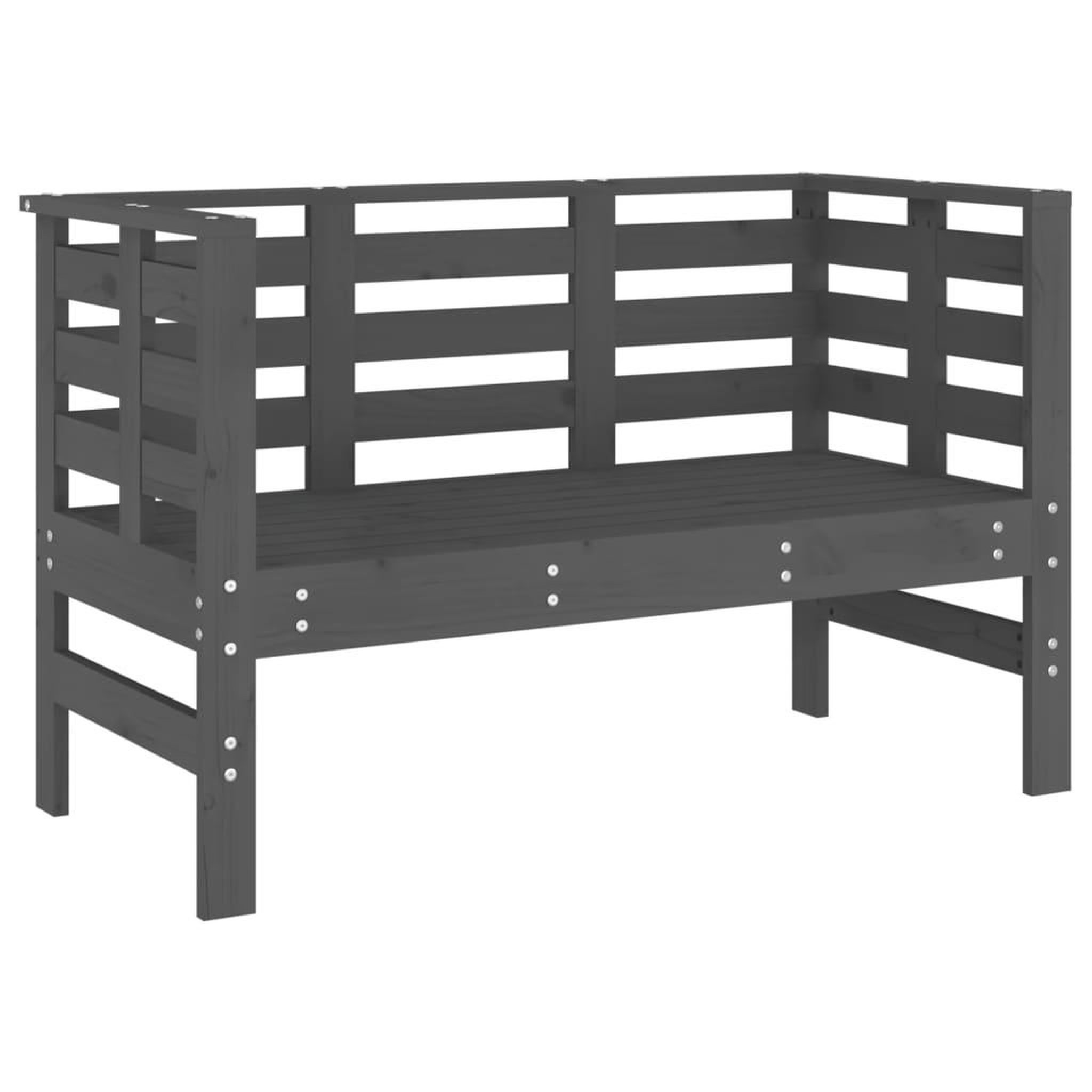 Voir la diapositive 2 : VIDAXL Banc de jardin gris 111,5x53x71 cm bois massif de pin