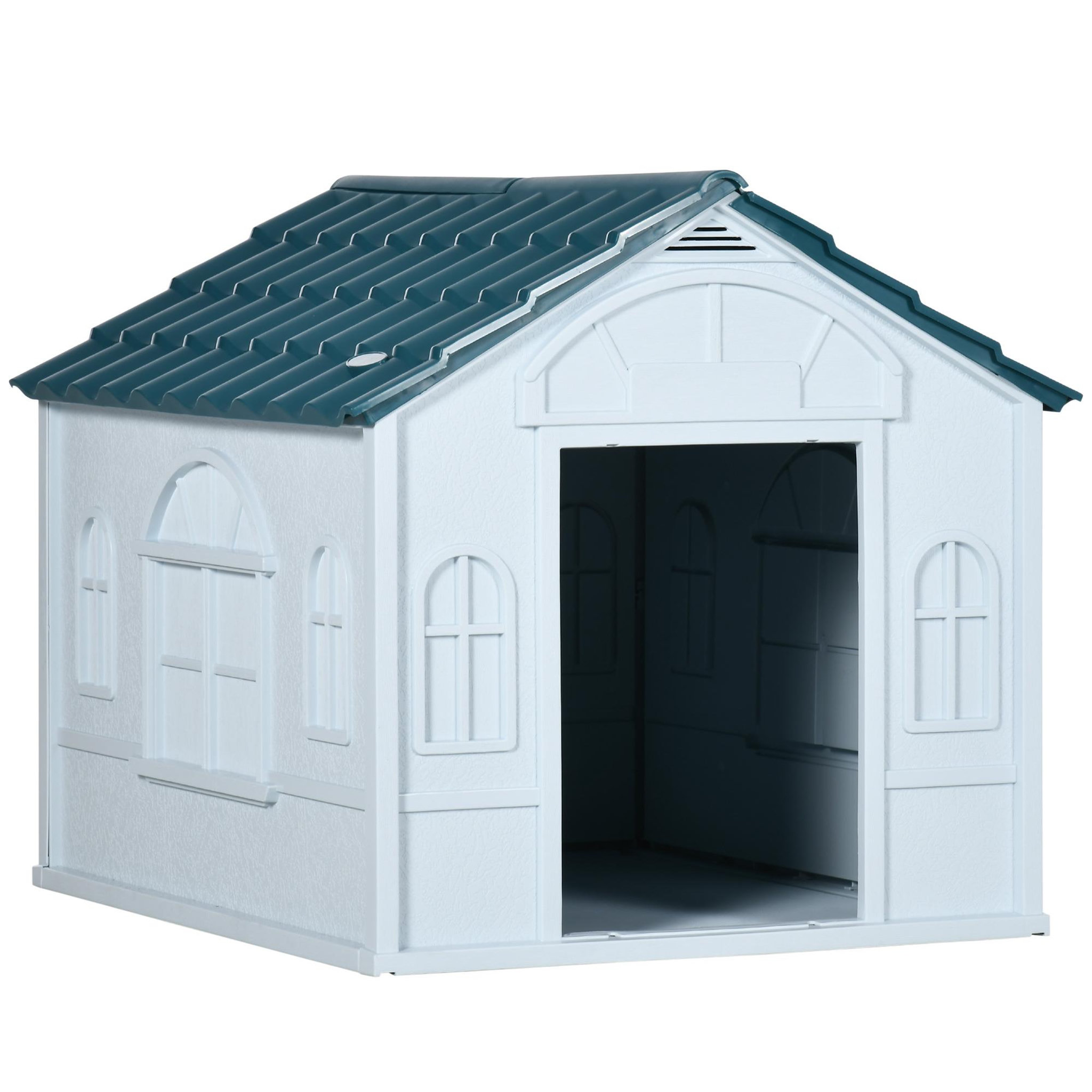 PAWHUT Niche pour chien design maisonnette - dim. 65L x 75l x 63H cm - PP bleu blanc