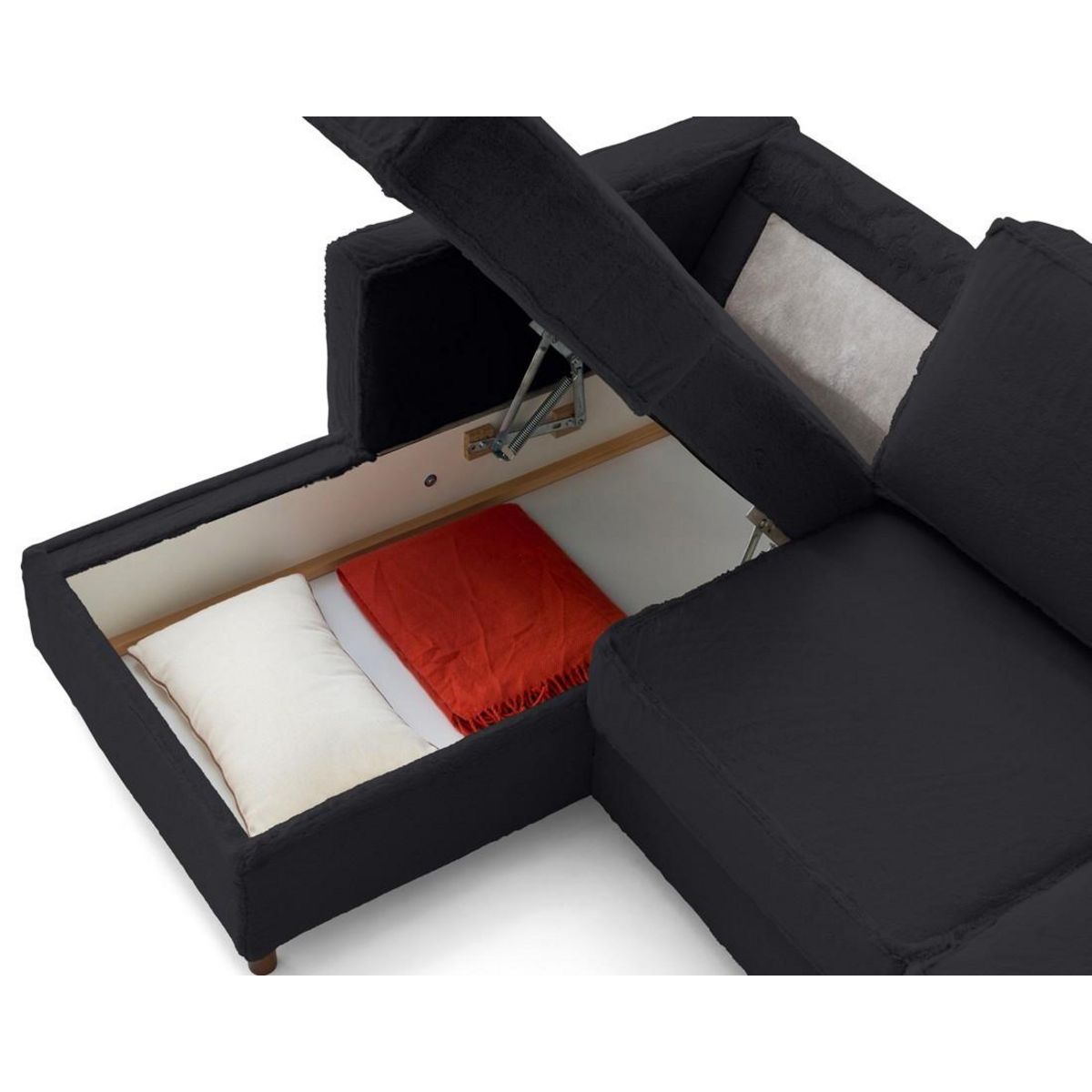 LISA DESIGN Jake - canapé d'angle gauche 4 places convertible avec coffre en fausse fourrure