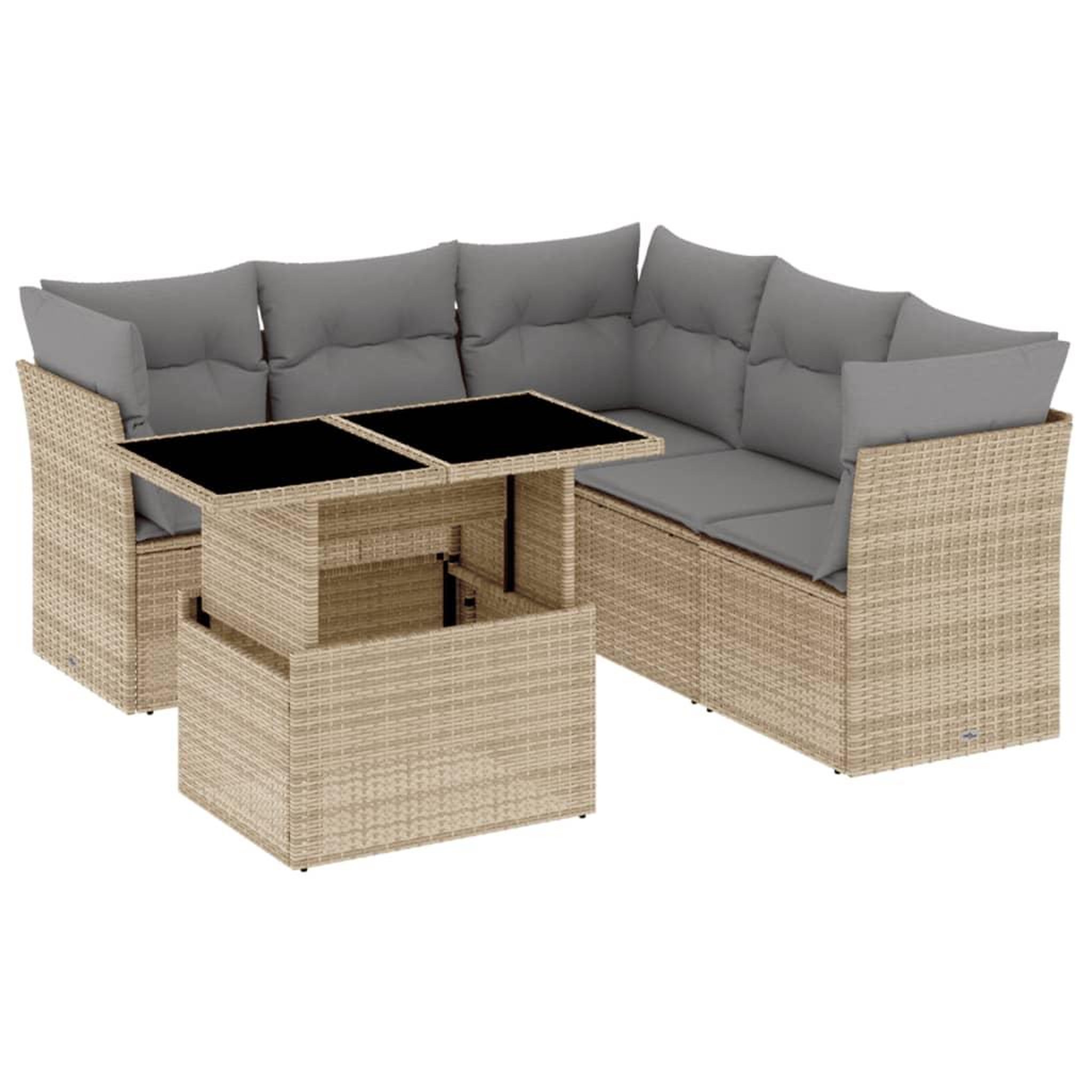 Voir la diapositive 2 : VIDAXL Salon de jardin avec coussins 6 pcs beige resine tressee