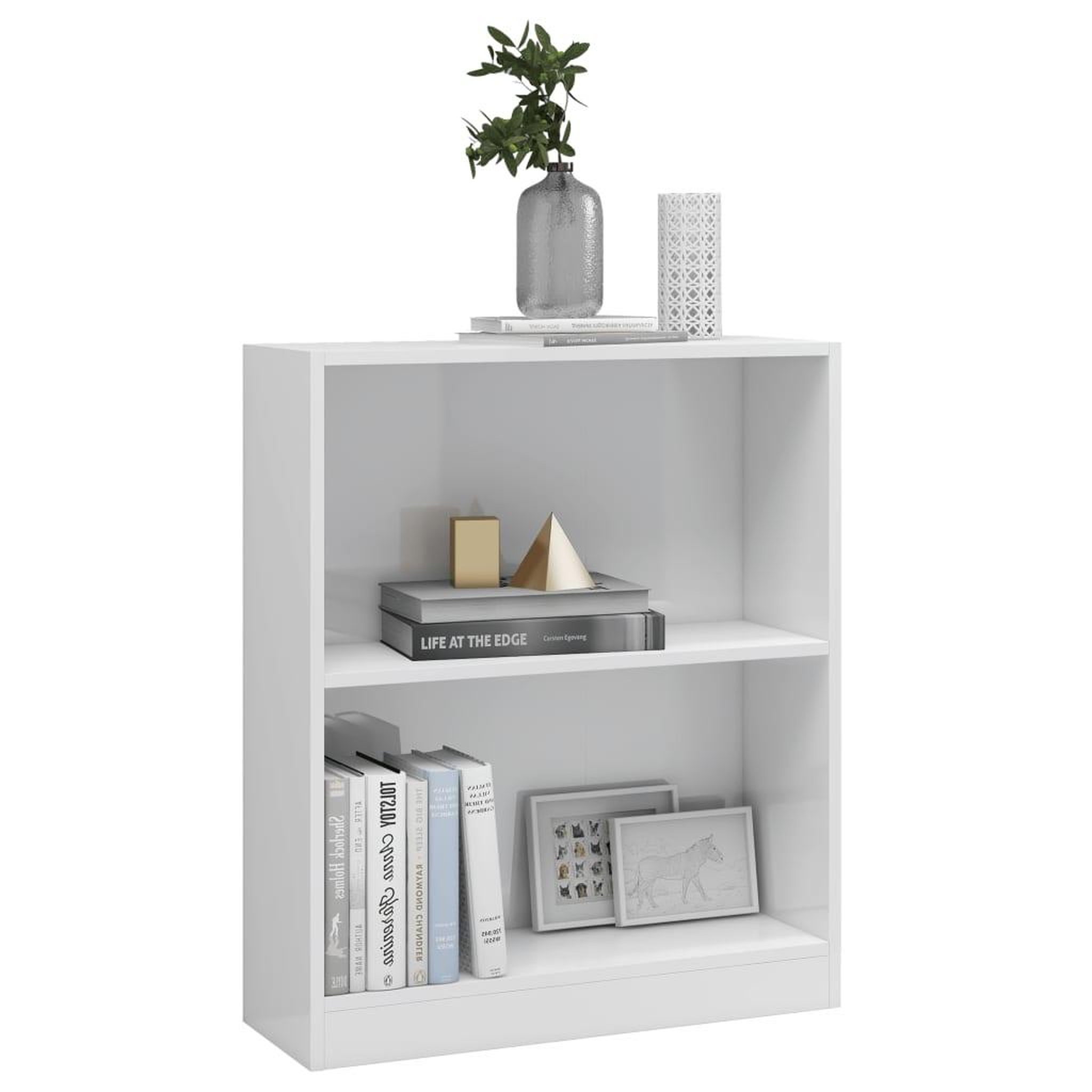 Voir la diapositive 3 : VIDAXL Bibliotheque Blanc brillant 60x24x76 cm Bois d'ingenierie