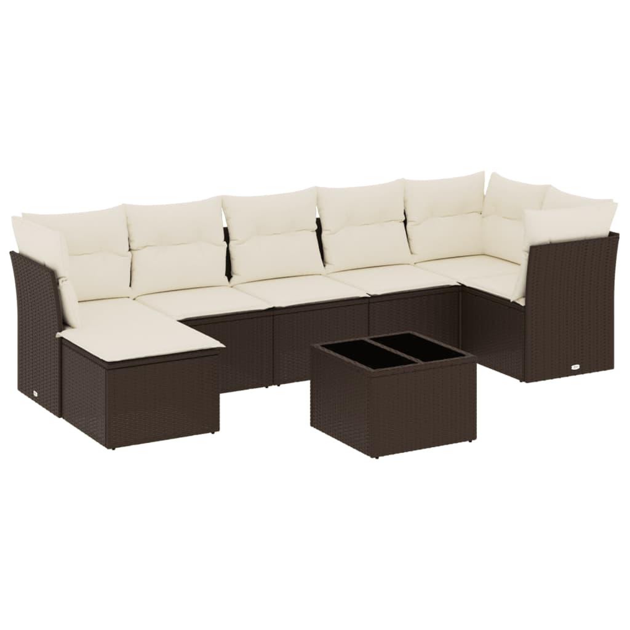 Voir la diapositive 2 : VIDAXL Salon de jardin 8 pcs avec coussins marron resine tressee