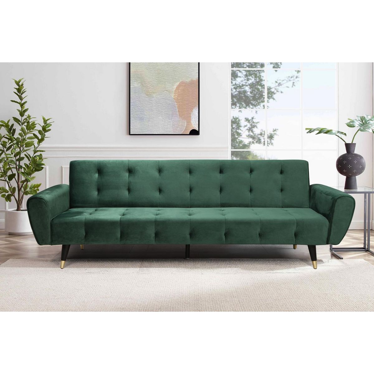 CONCEPT USINE Canapé 3 places velours vert ONTARIO