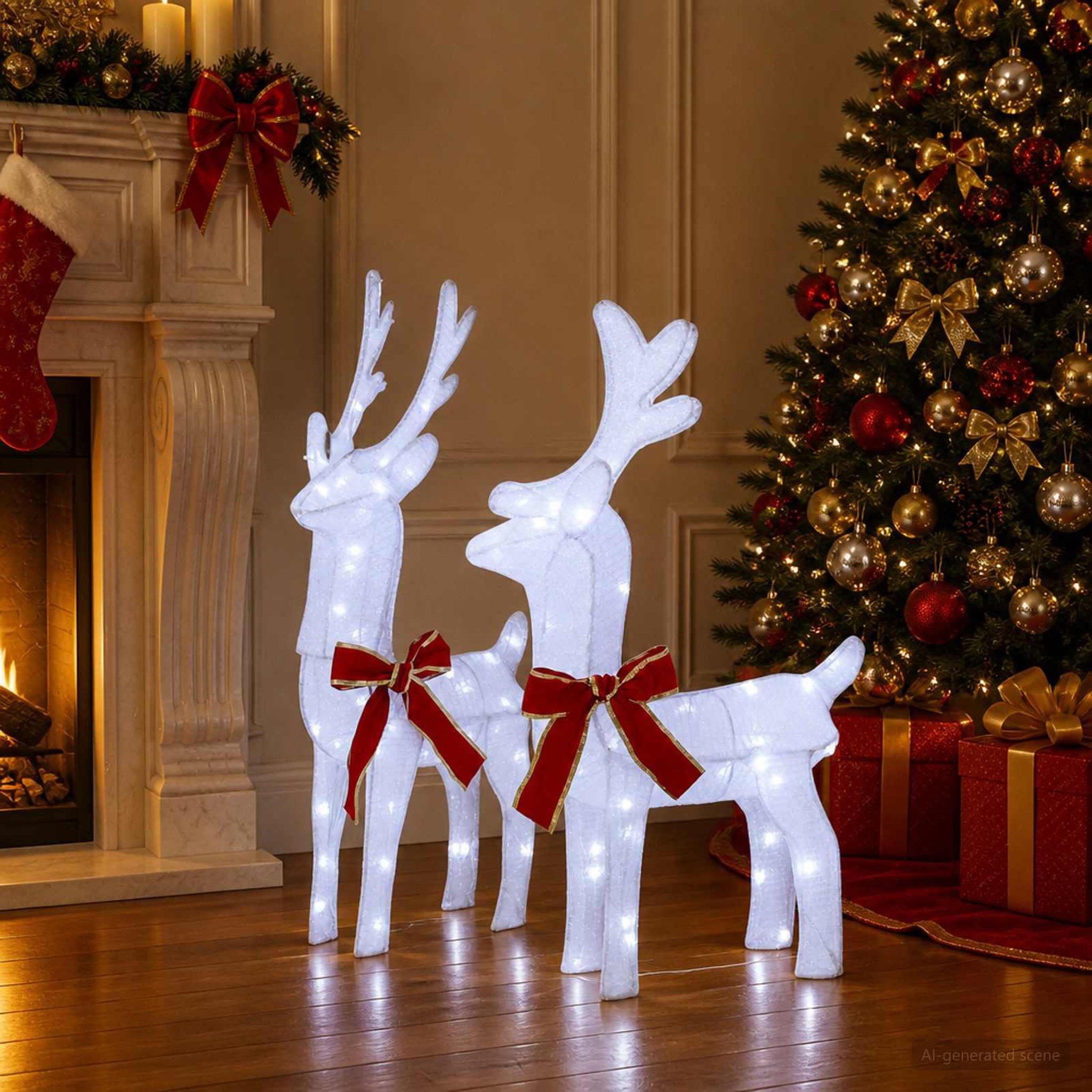 Voir la diapositive 2 : VIDAXL Renne de Noël 3D LOVIISA 2 pc 80 LED Blanc froid