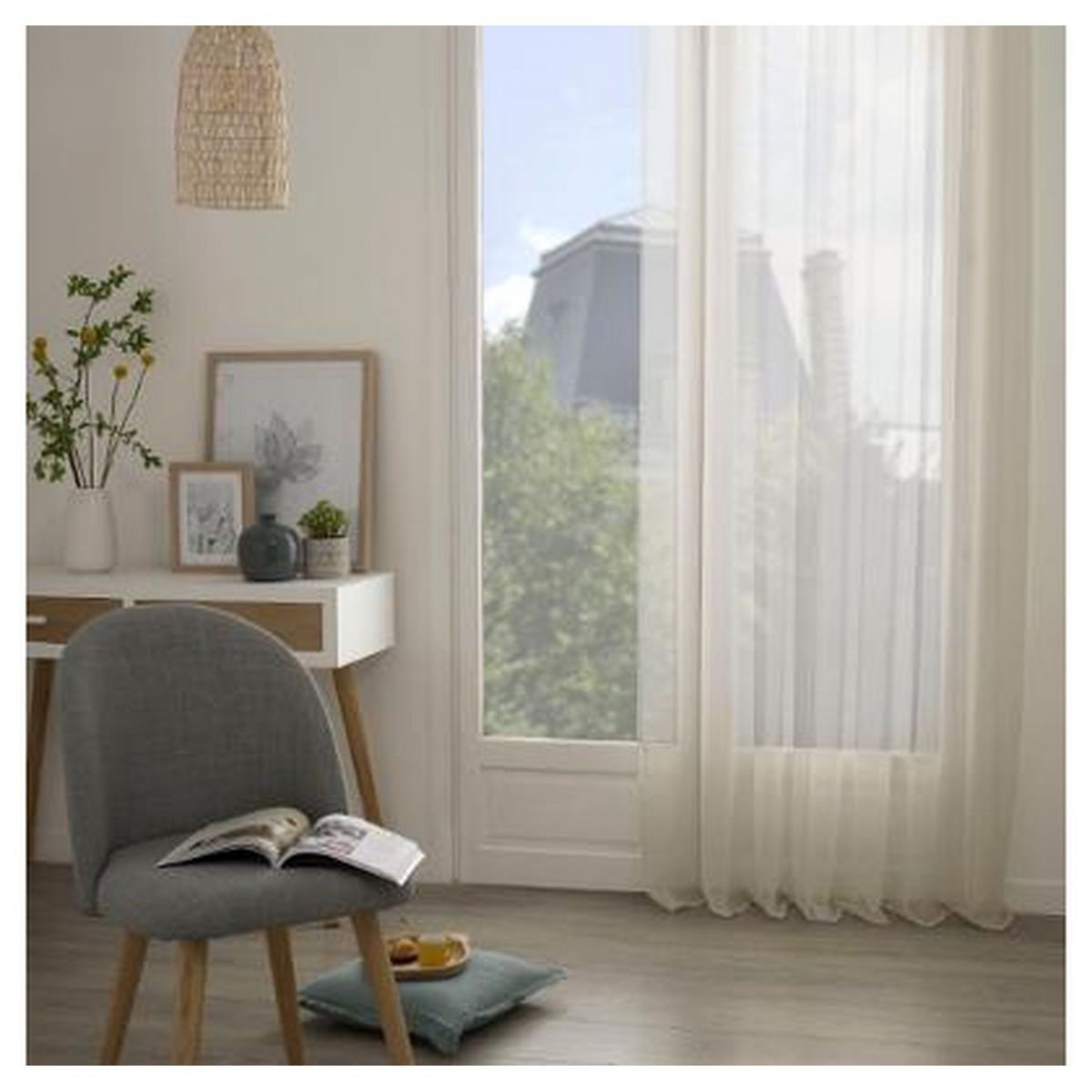 Voilage fin uni à &oelig;illets MOLY