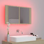 Voir la diapositive 4 : VIDAXL Armoire a miroir a LED de bain Chene sonoma 80x12x45 Acrylique