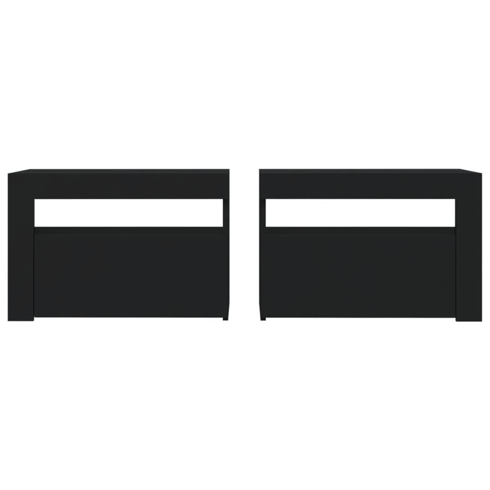 Voir la diapositive 4 : VIDAXL Tables de chevet 2 pcs avec LED Noir 60x35x40 cm