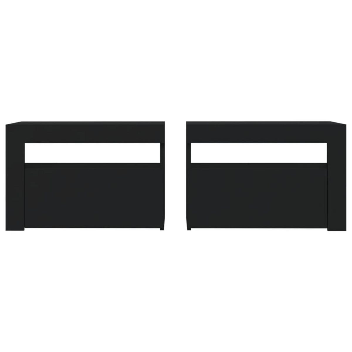 VIDAXL Tables de chevet 2 pcs avec LED Noir 60x35x40 cm