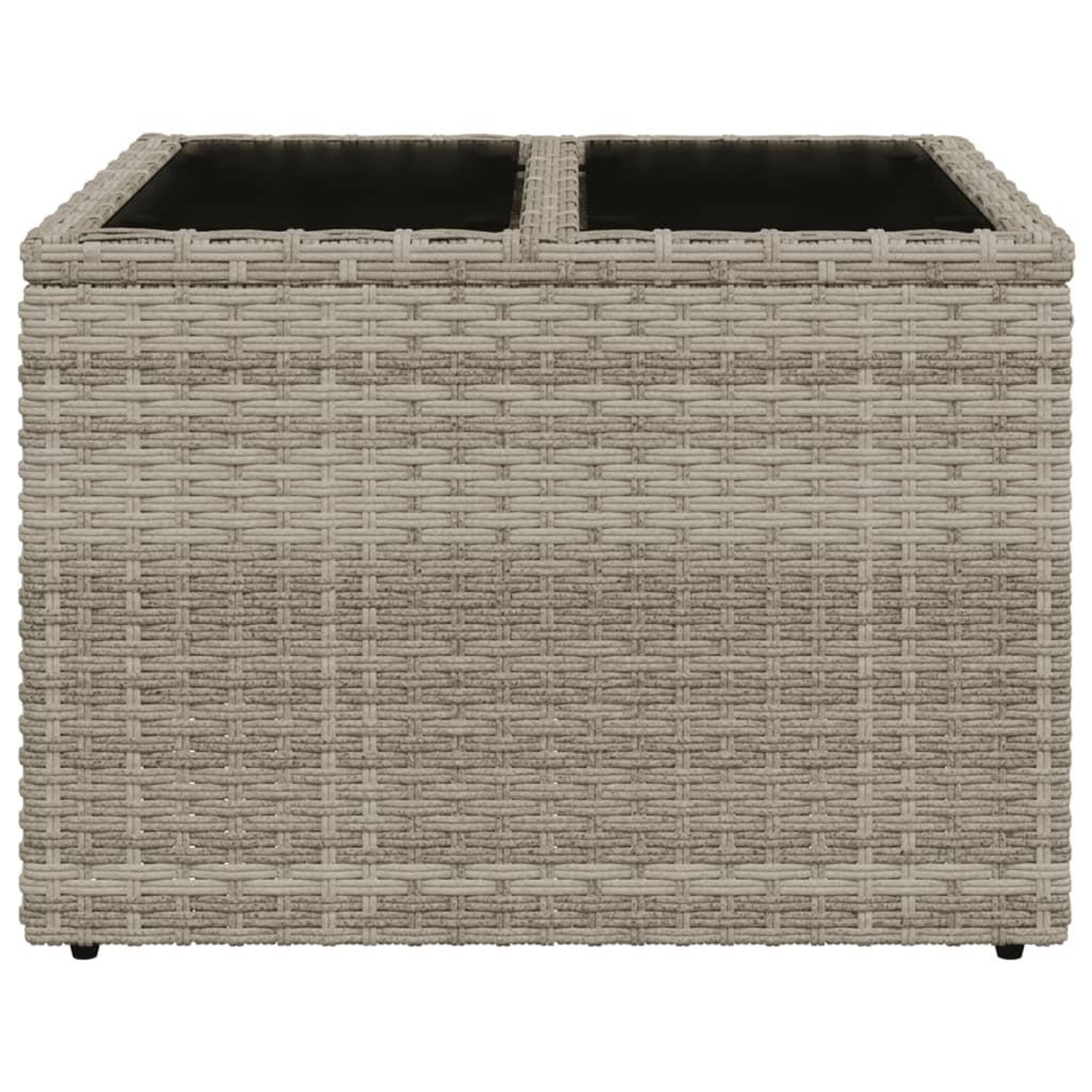Voir la diapositive 4 : VIDAXL Table de jardin avec dessus en verre gris clair resine tressee