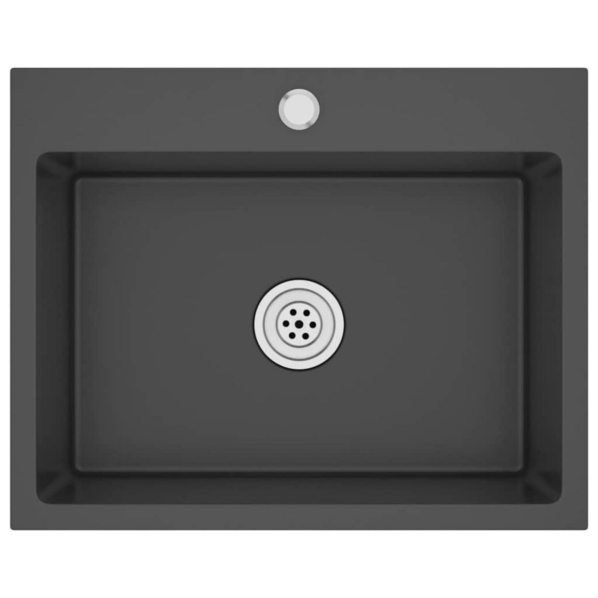 VIDAXL Evier de cuisine fait main Noir Acier inoxydable