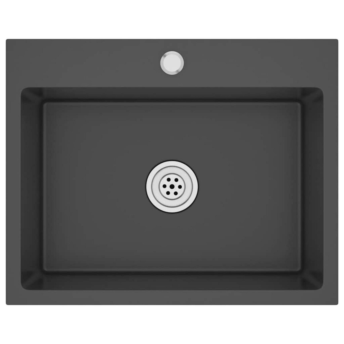 VIDAXL Evier de cuisine fait main Noir Acier inoxydable