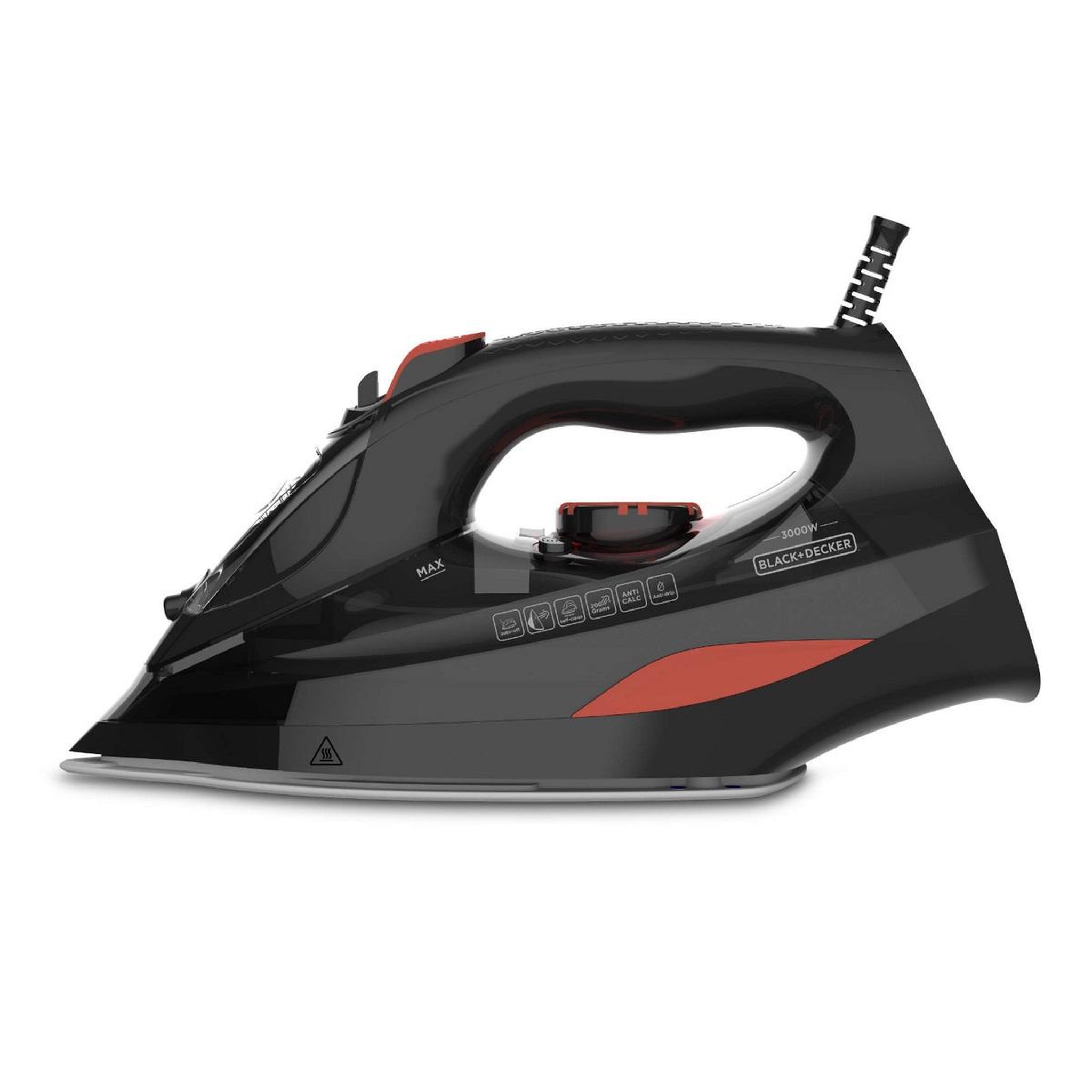 Voir la diapositive 2 : Black et Decker Fer à repasser vapeur 3000w 45g/min noir et rouge - BXIR3000E