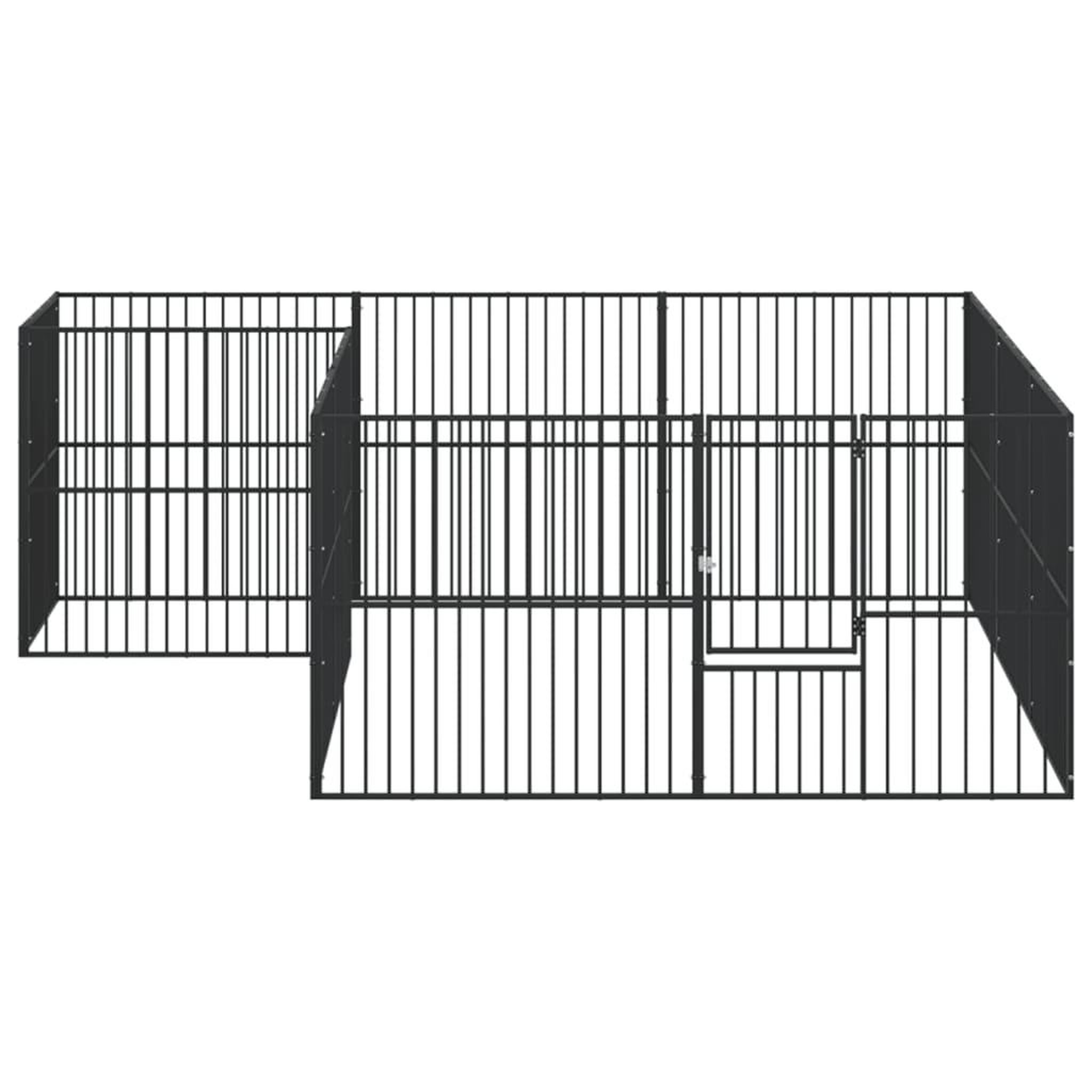Voir la diapositive 4 : VIDAXL Parc pour chien 12 panneaux noir acier galvanise