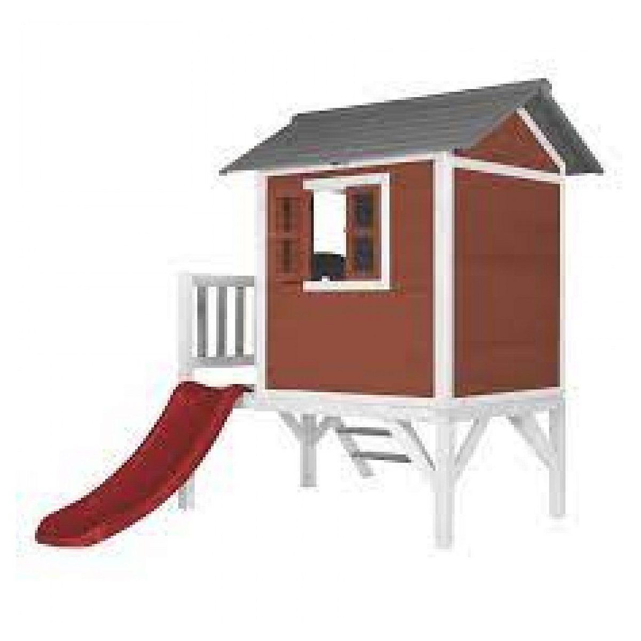 Voir la diapositive 2 : Axi House Maisonnette scandinavian rouge - toboggan rouge