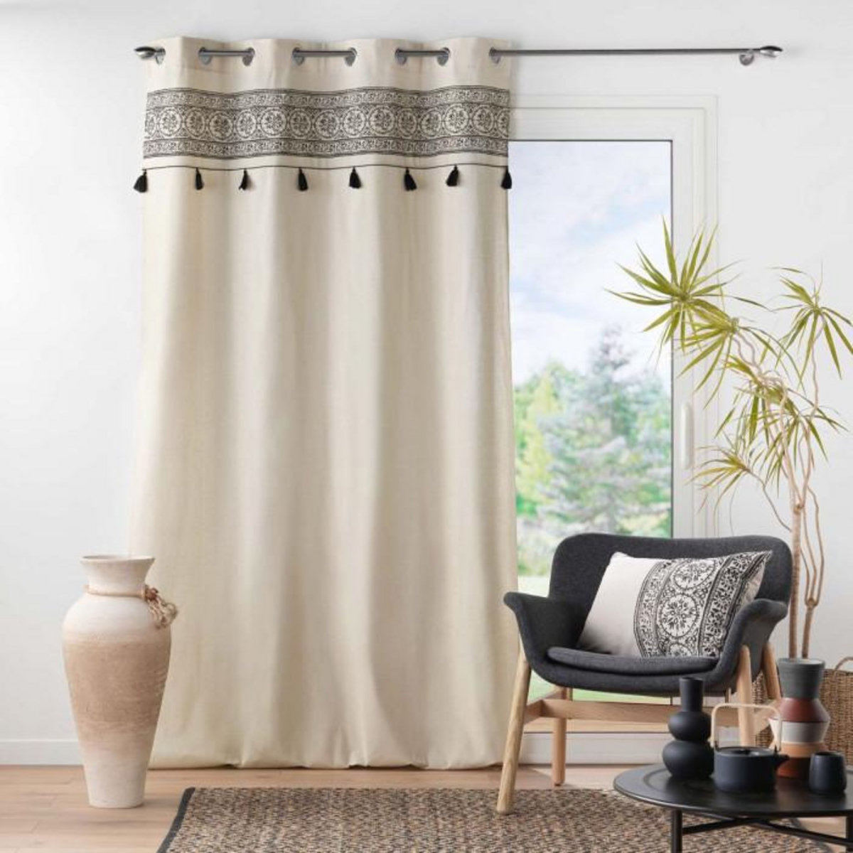 Paris Prix Coussin Déco Imprimé  Isalina  40x60cm Noir