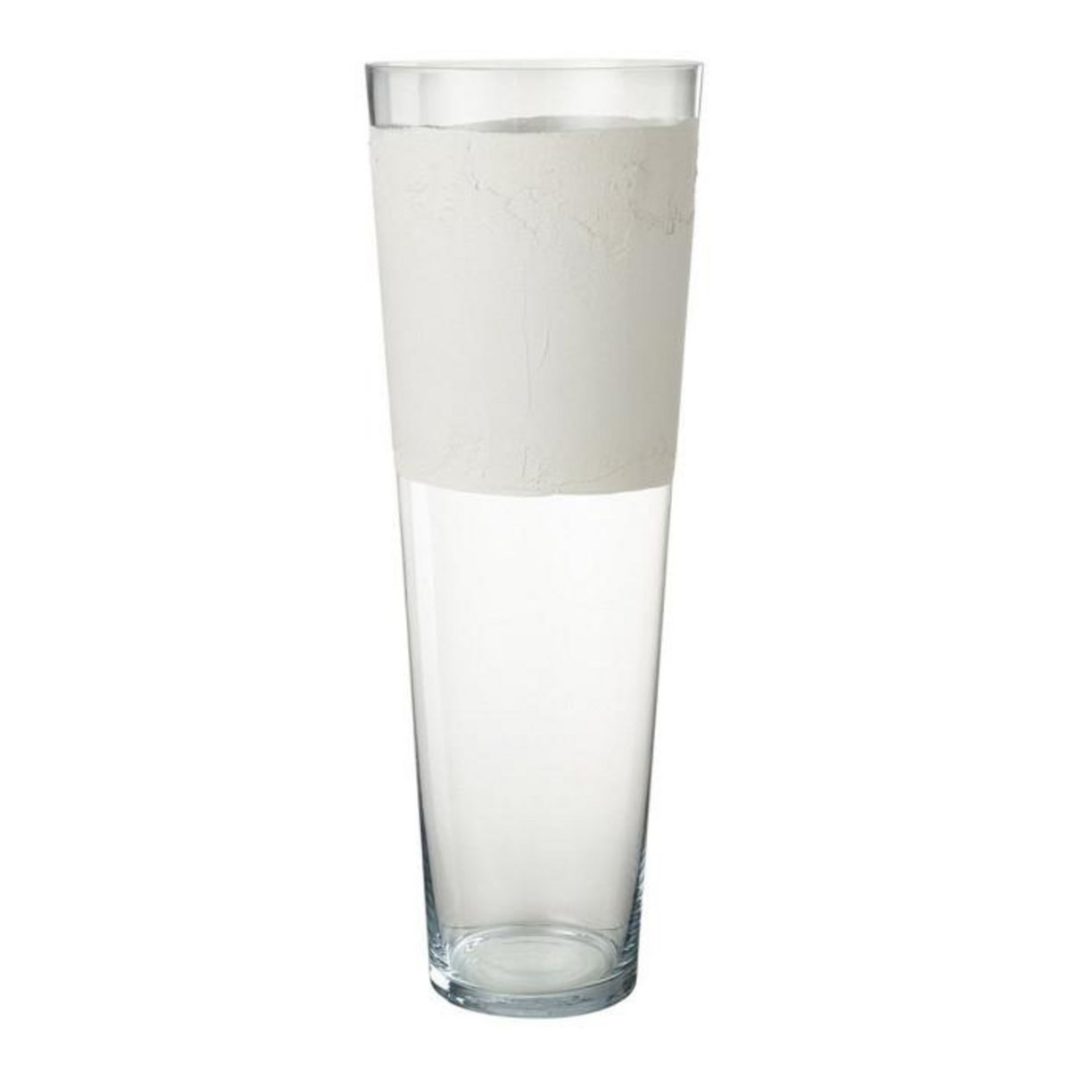 Paris Prix Vase Déco en Verre  Delph  70cm Transparent & Blanc