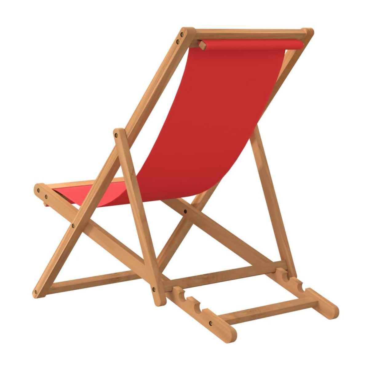 VIDAXL Chaise de plage pliable Bois de teck solide rouge