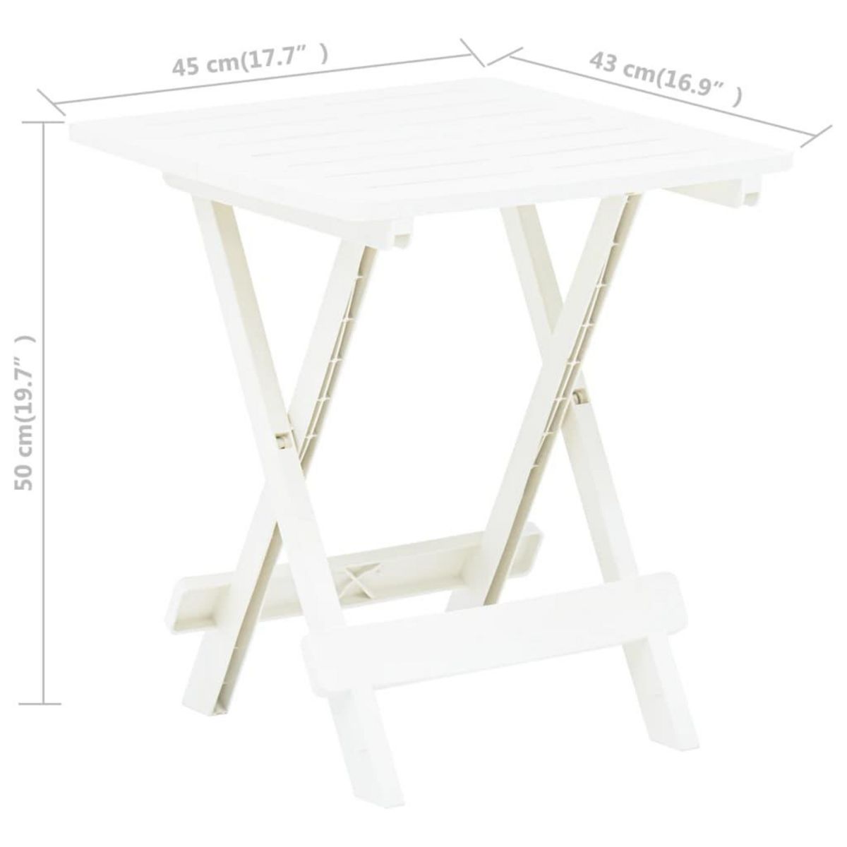 VIDAXL Table pliable de jardin blanc 45x43x50 cm plastique