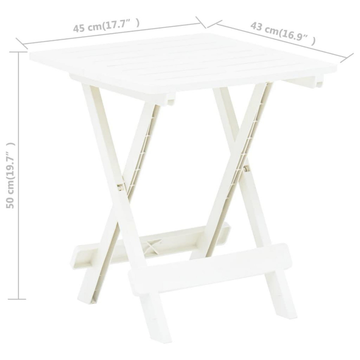 VIDAXL Table pliable de jardin blanc 45x43x50 cm plastique