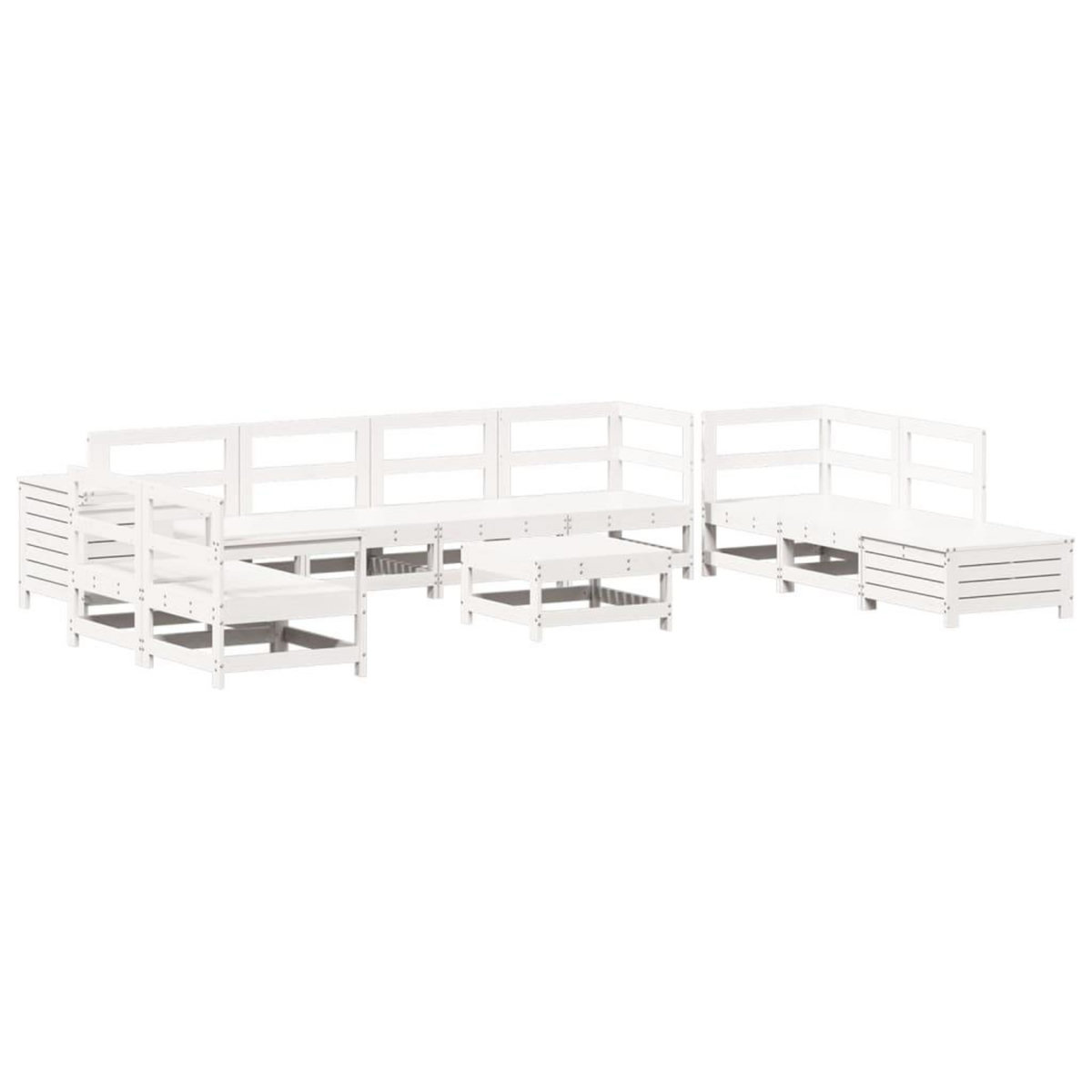 VIDAXL Salon de jardin 11 pcs blanc bois massif de pin