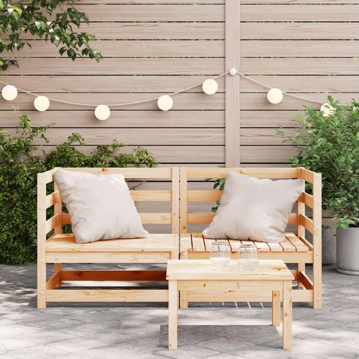 VIDAXL Canapes d'angle de jardin 2 pcs 70x70x67 cm bois de pin massif