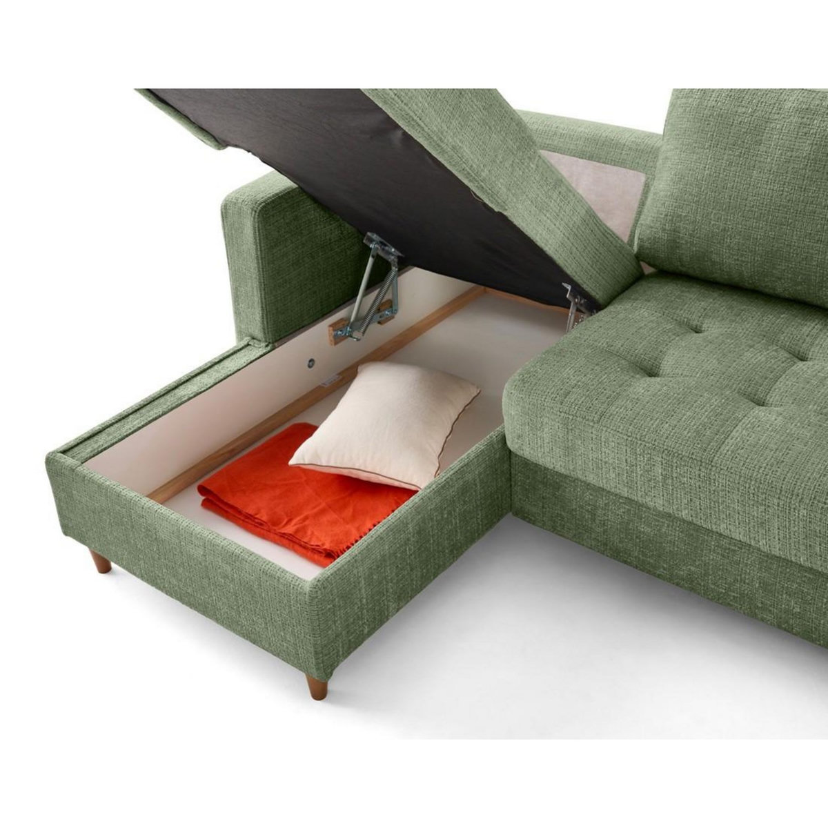 LISA DESIGN Anna - canapé d'angle gauche 4 places convertible avec coffre en velours texturé