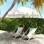 OUTSUNNY Parasol droit de plage jardin style bohème à franges UV40+ crème