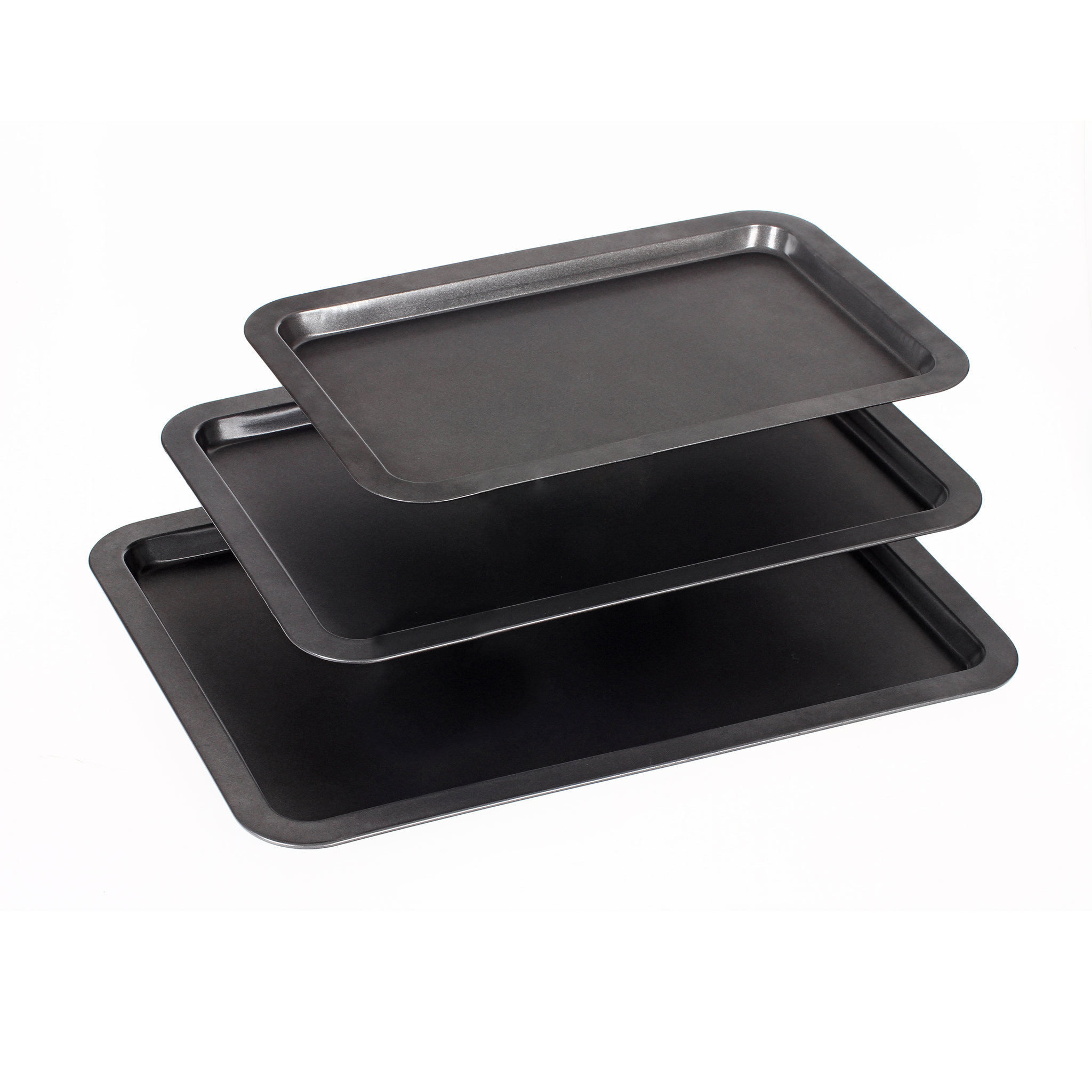 SECRET DE GOURMET Lot de 3 plaques de cuisson four en acier - revêtement antiadhésif