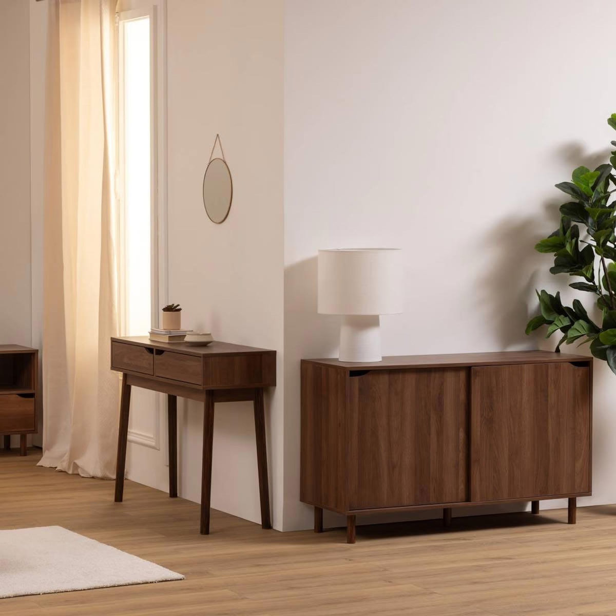 FIVE Buffet 2 portes coulissantes effet noyer SLIDY - Marron