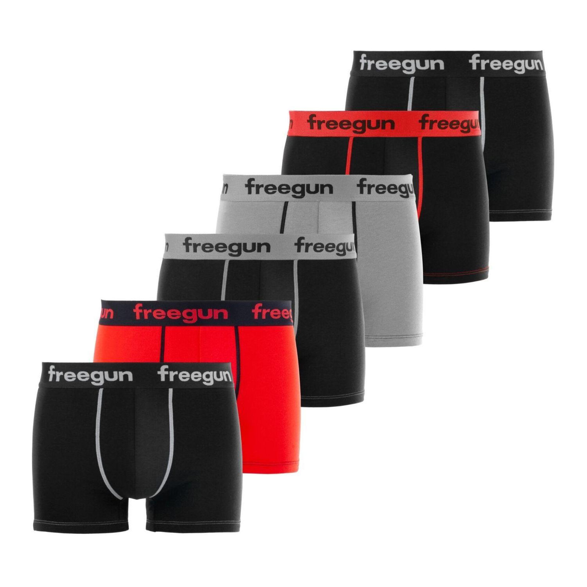 Voir la diapositive 1 : FREEGUN Lot de 6 Boxers coton homme Uni