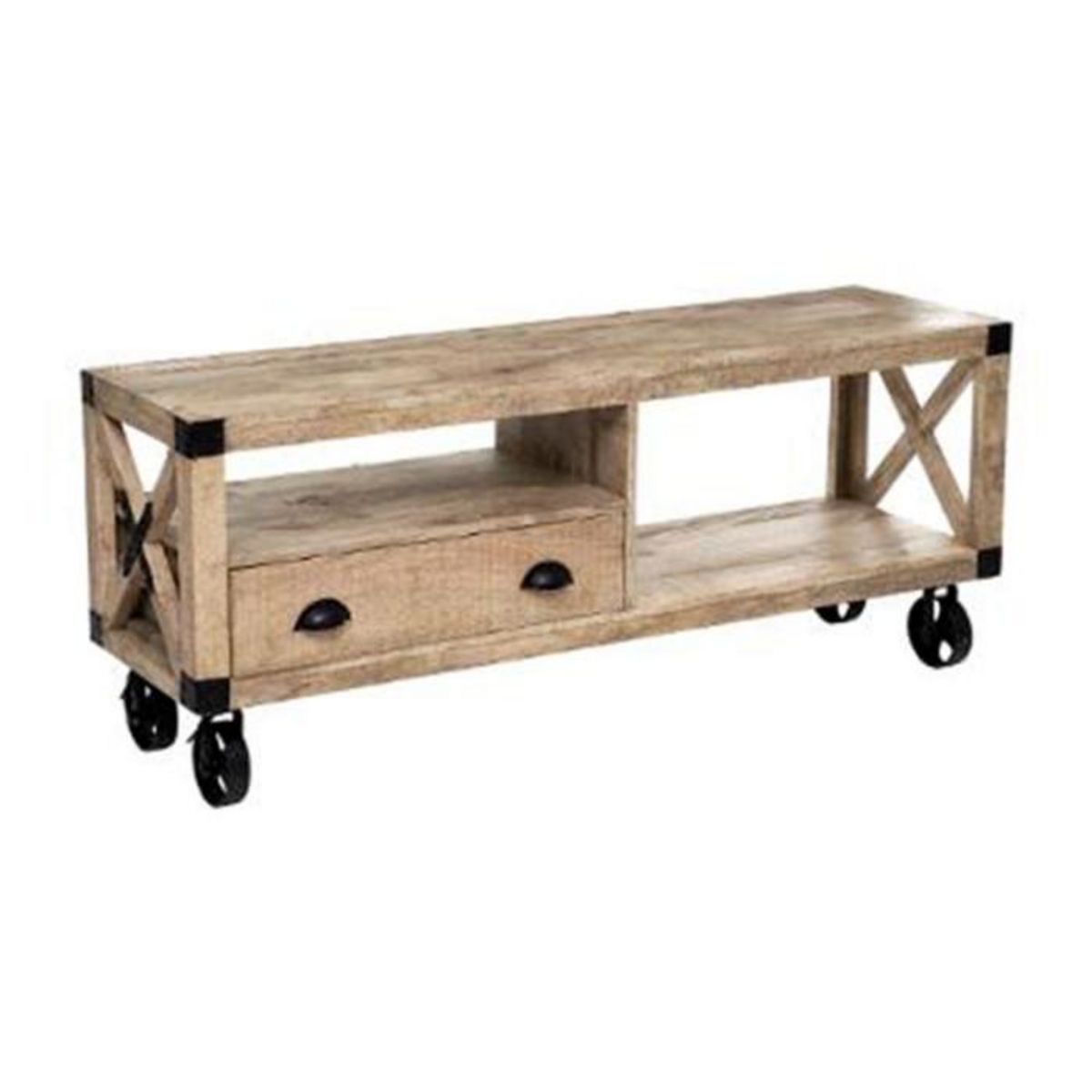 ATMOSPHERA Meuble TV 1 Tiroir en Bois  Silas  140cm Beige
