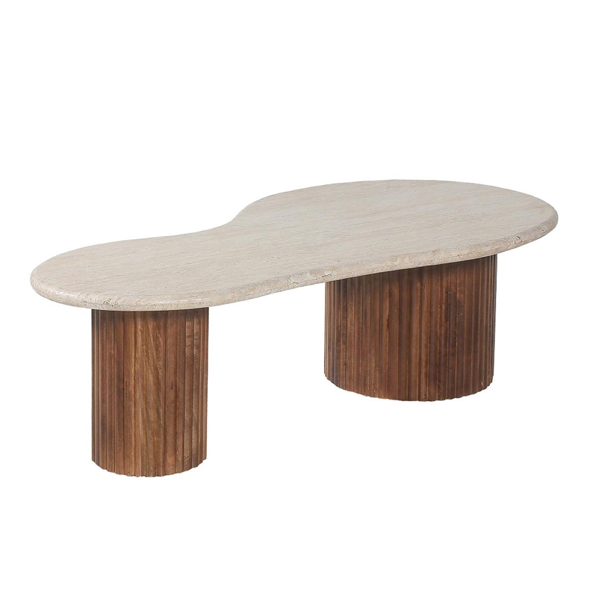 Voir la diapositive 5 : JLC KREATION Table basse en bois de manguier avec plateau en travertin melvine