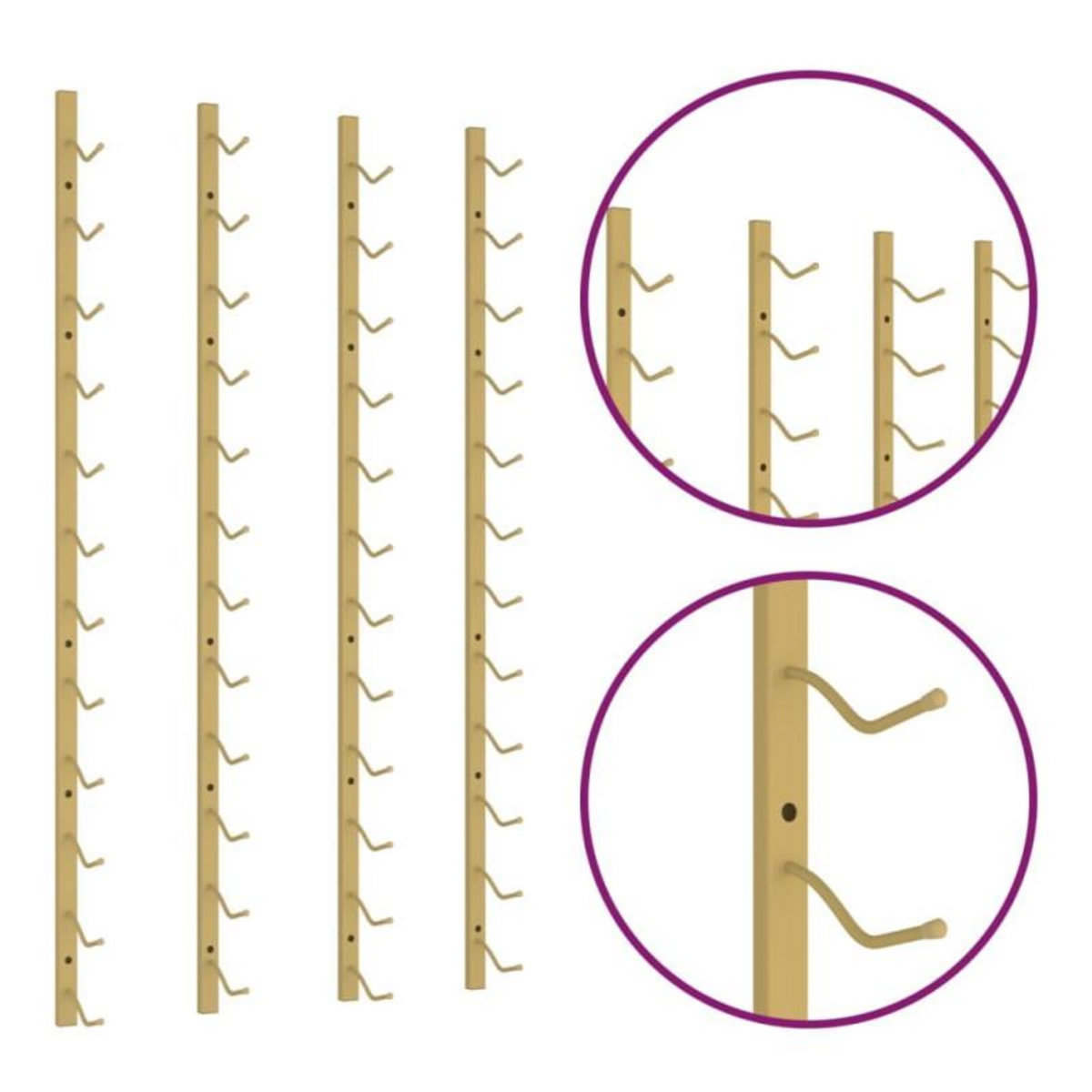 VIDAXL Casier à vin mural pour 12 bouteilles 2 pcs Doré Fer